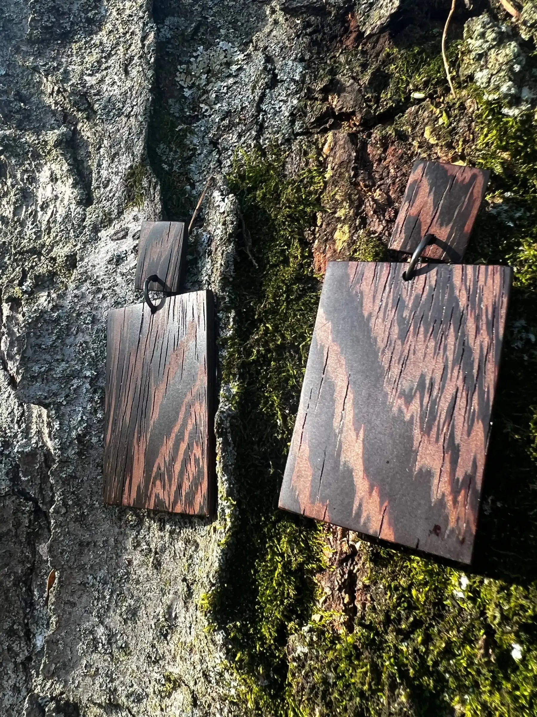 Wenge Earrings - Two Tier Post | Large