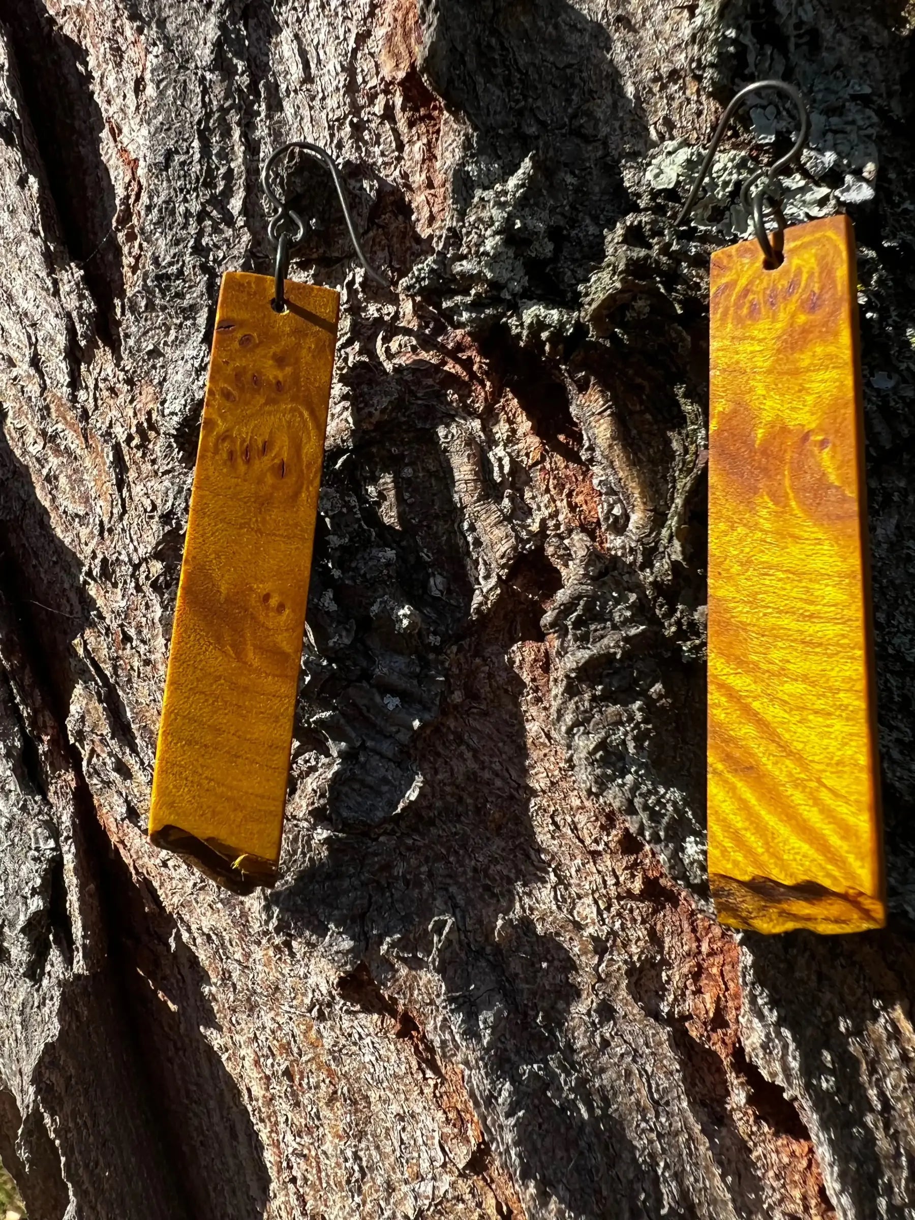 Dyed Hard Maple Burl Earrings (Yellow) - Ronin Machinewerks