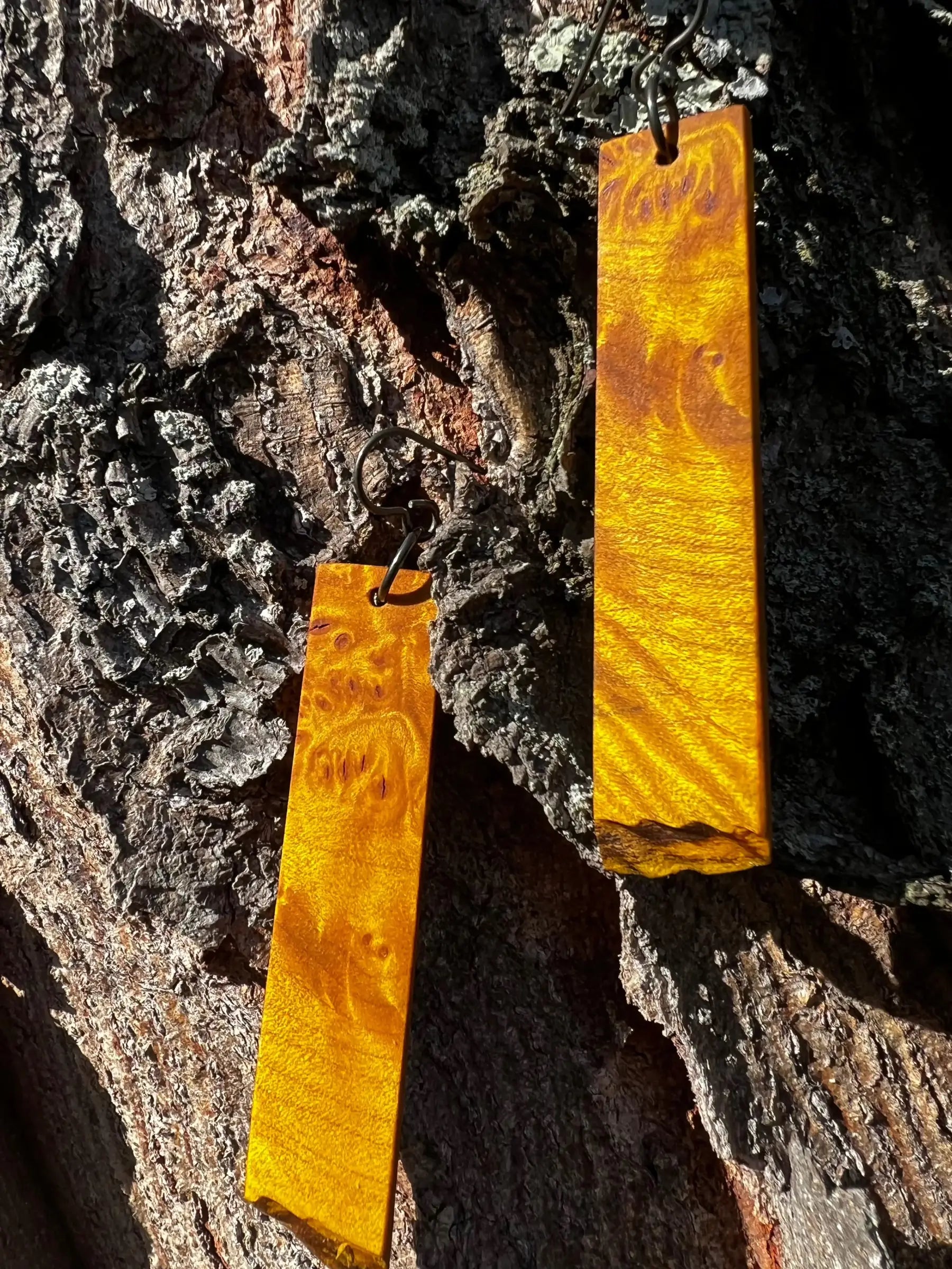Dyed Hard Maple Burl Earrings (Yellow) - Ronin Machinewerks