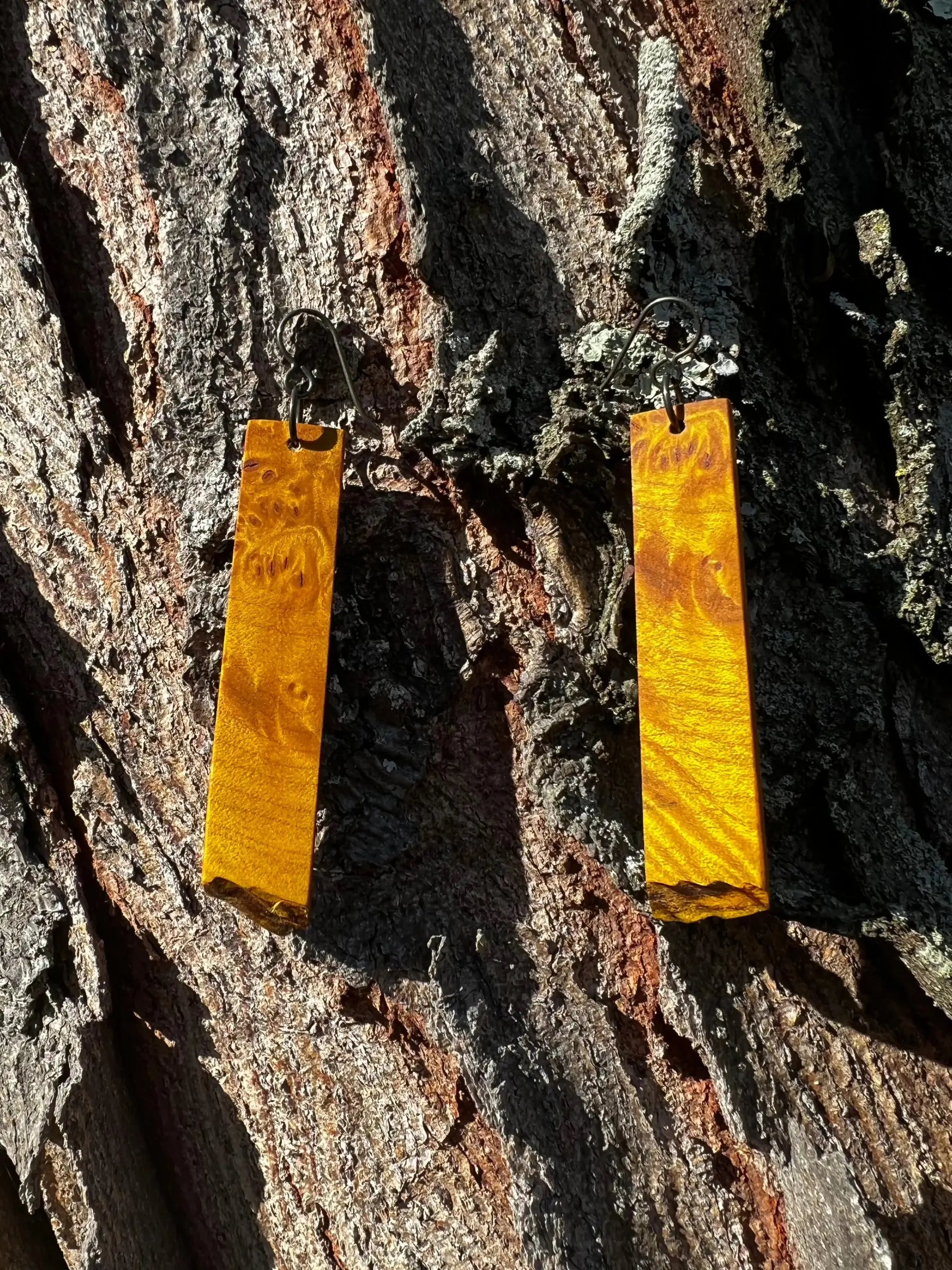 Dyed Hard Maple Burl Earrings (Yellow) - Ronin Machinewerks