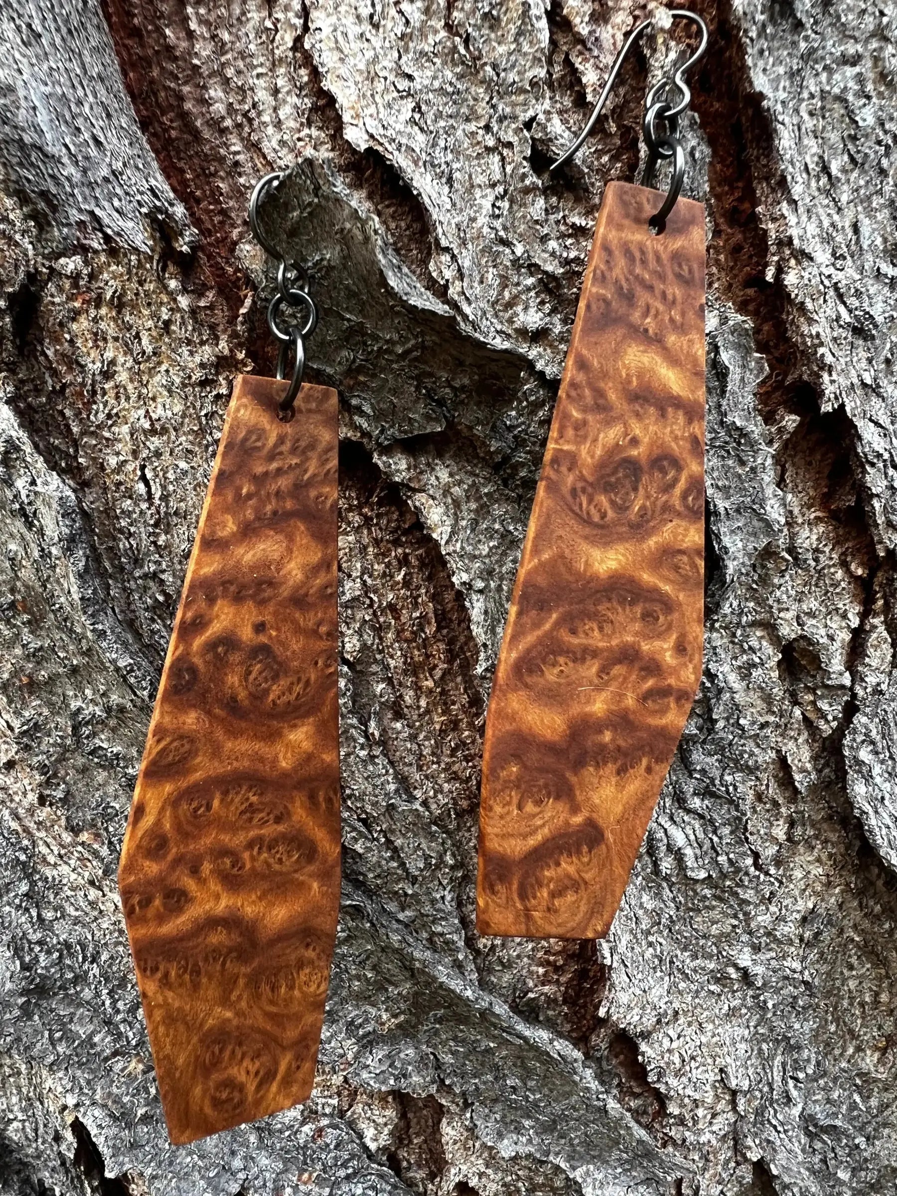 Afzalia Burl Earrings | Large | Ronin Machinewerks