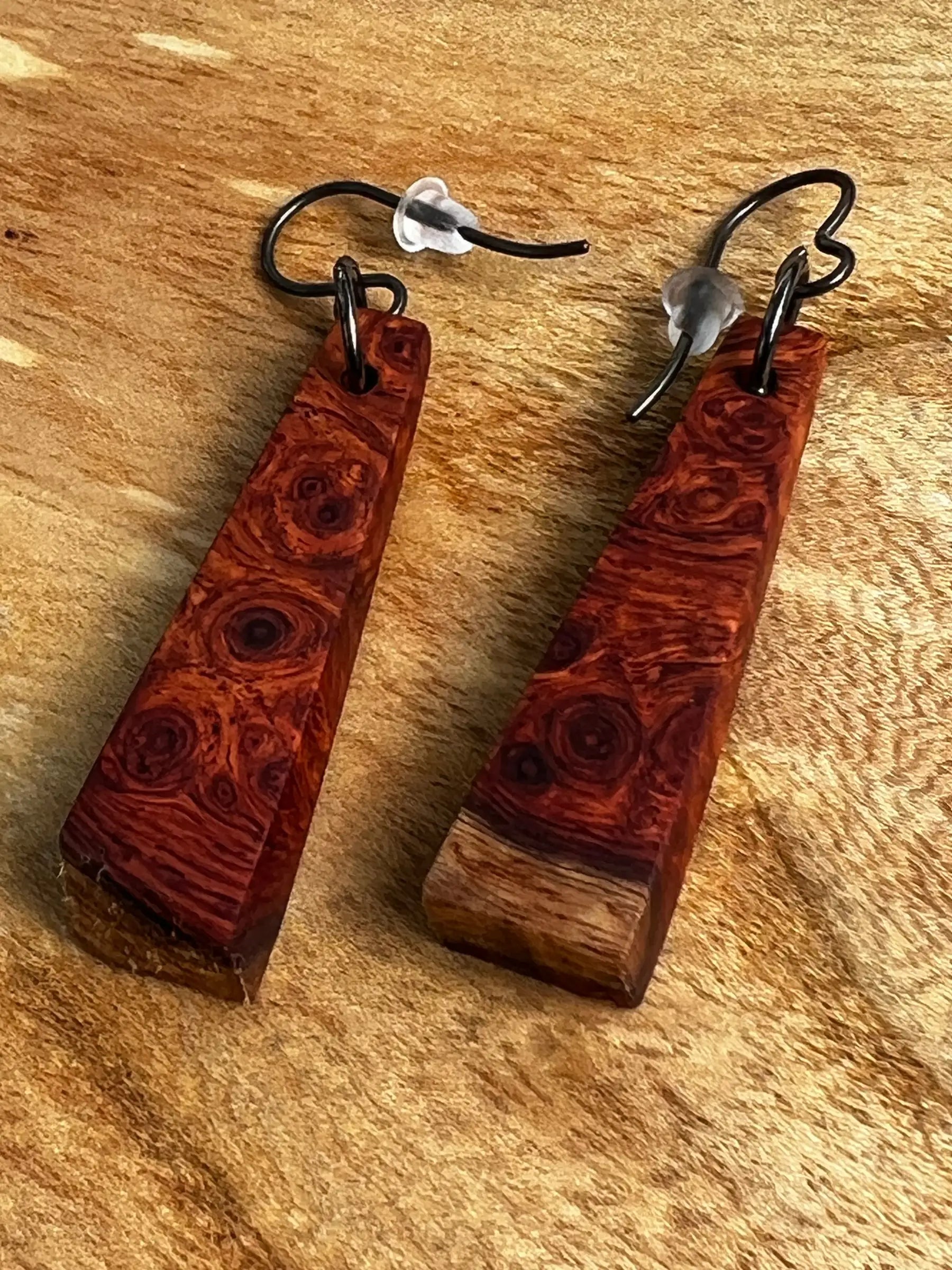 Amboyna Burl Earrings | Medium | Ronin Machinewerks