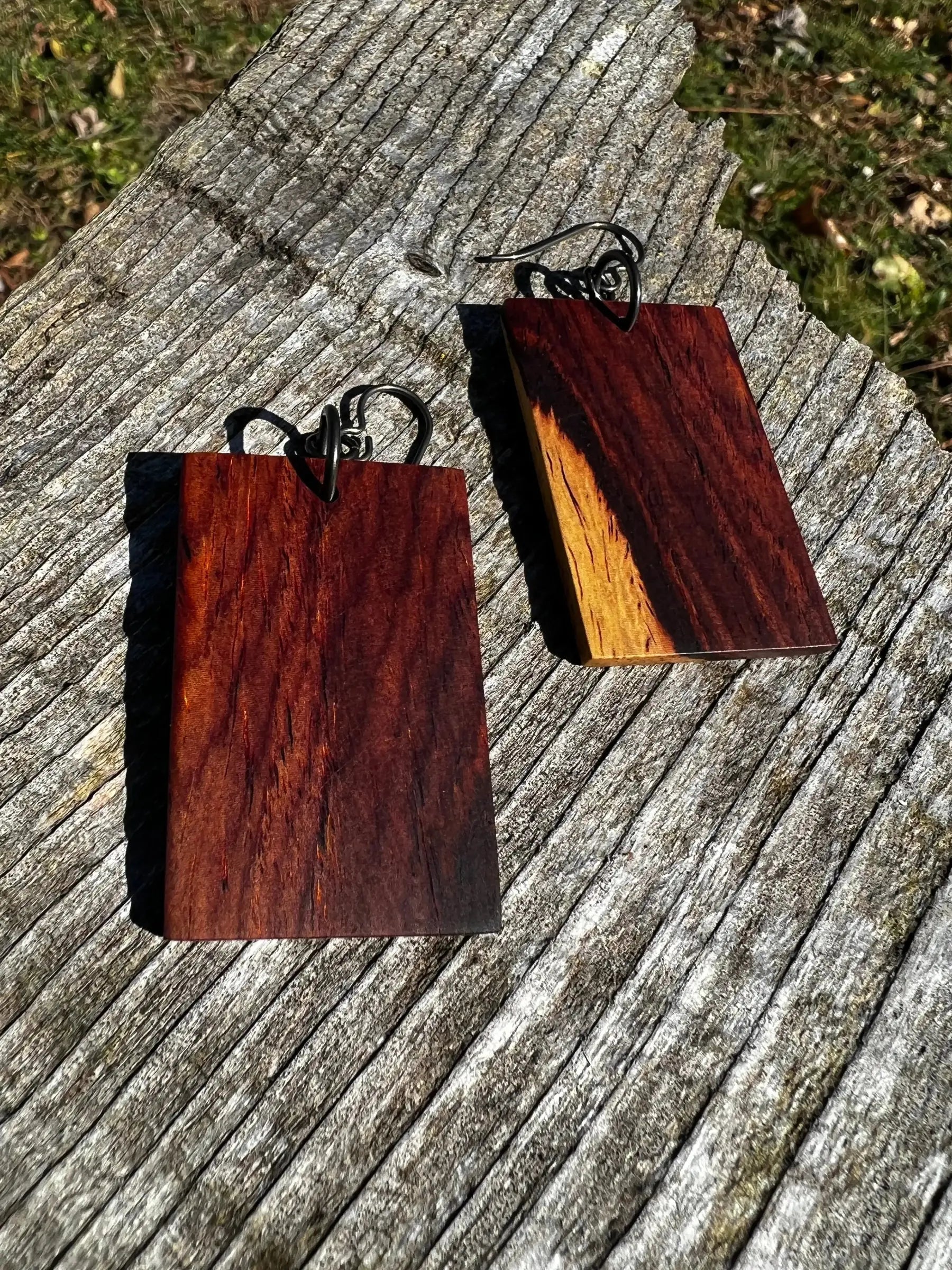 Cocobolo Wood Earrings | #215 | Medium | Rectangle