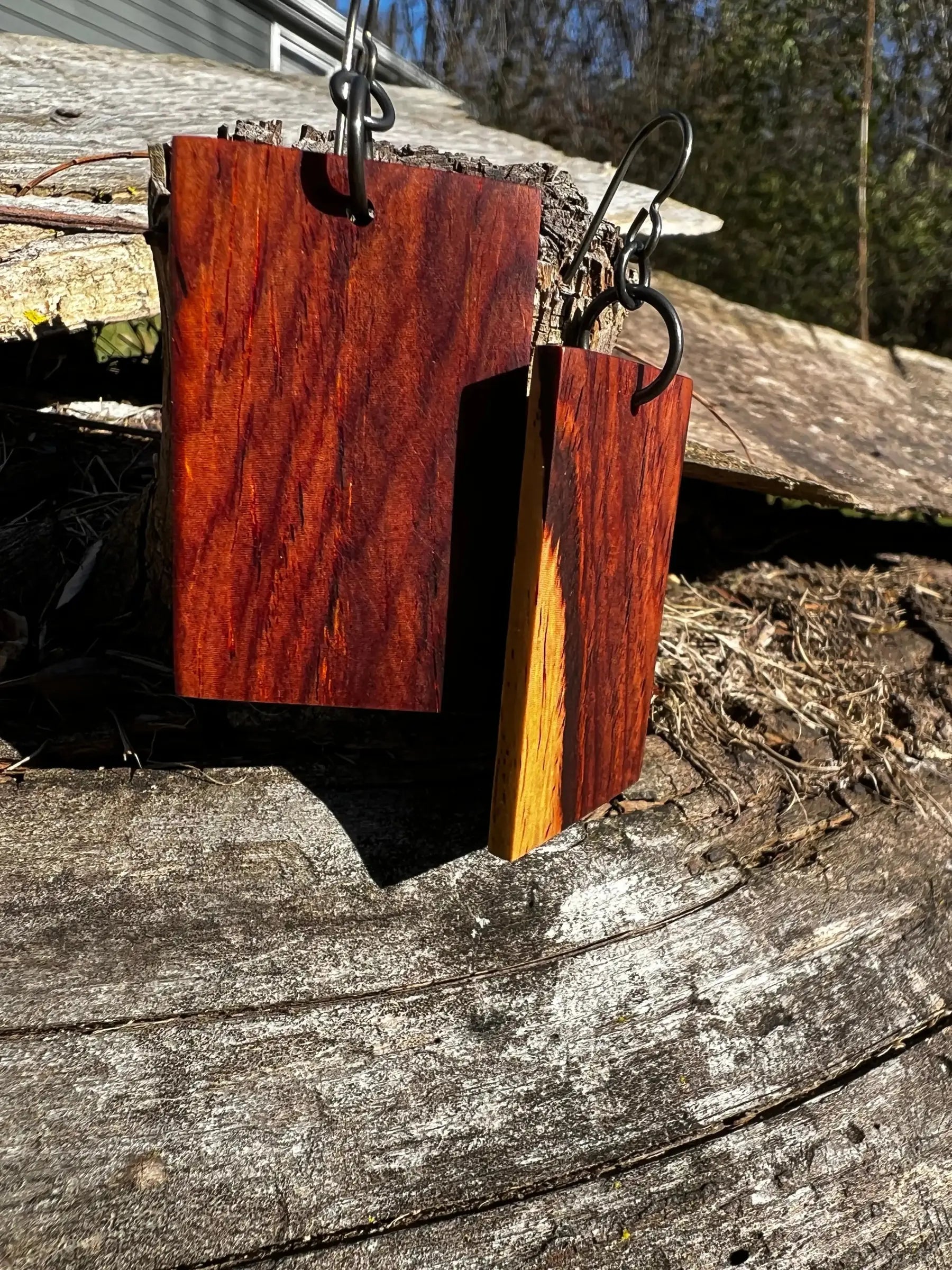 Cocobolo Wood Earrings | #215 | Medium | Rectangle