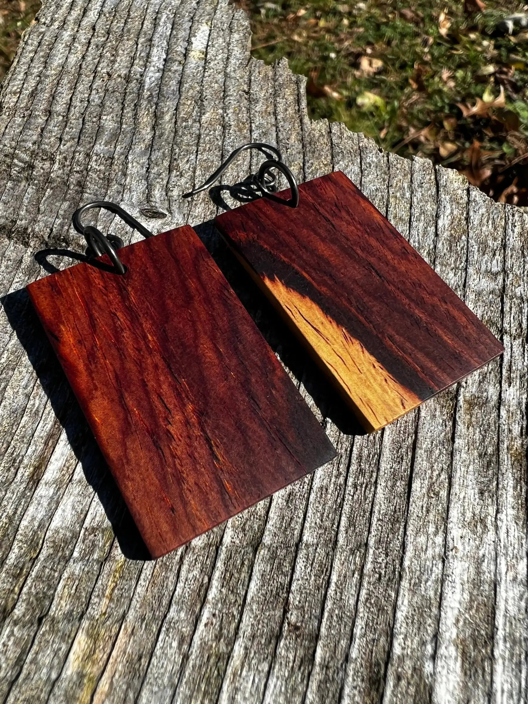 Cocobolo Wood Earrings | #215 | Medium | Rectangle