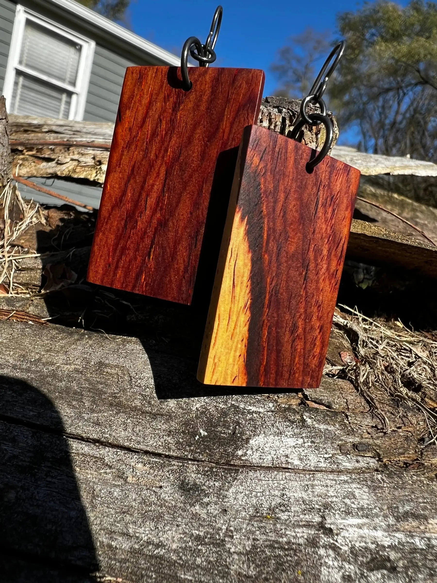 Cocobolo Wood Earrings | #215 | Medium | Rectangle