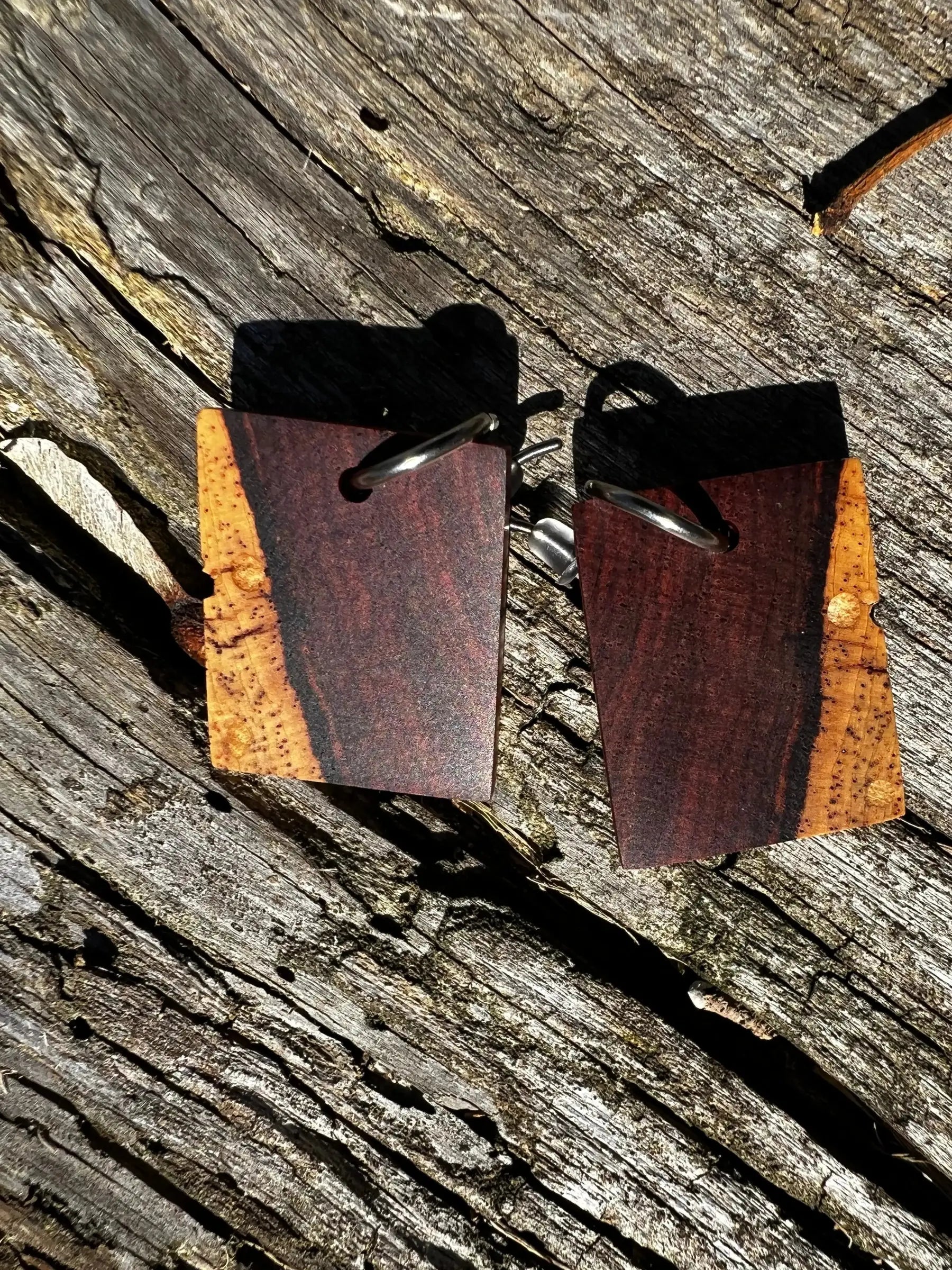 Cocobolo Wood Earrings | #208 | Small | Rectangle