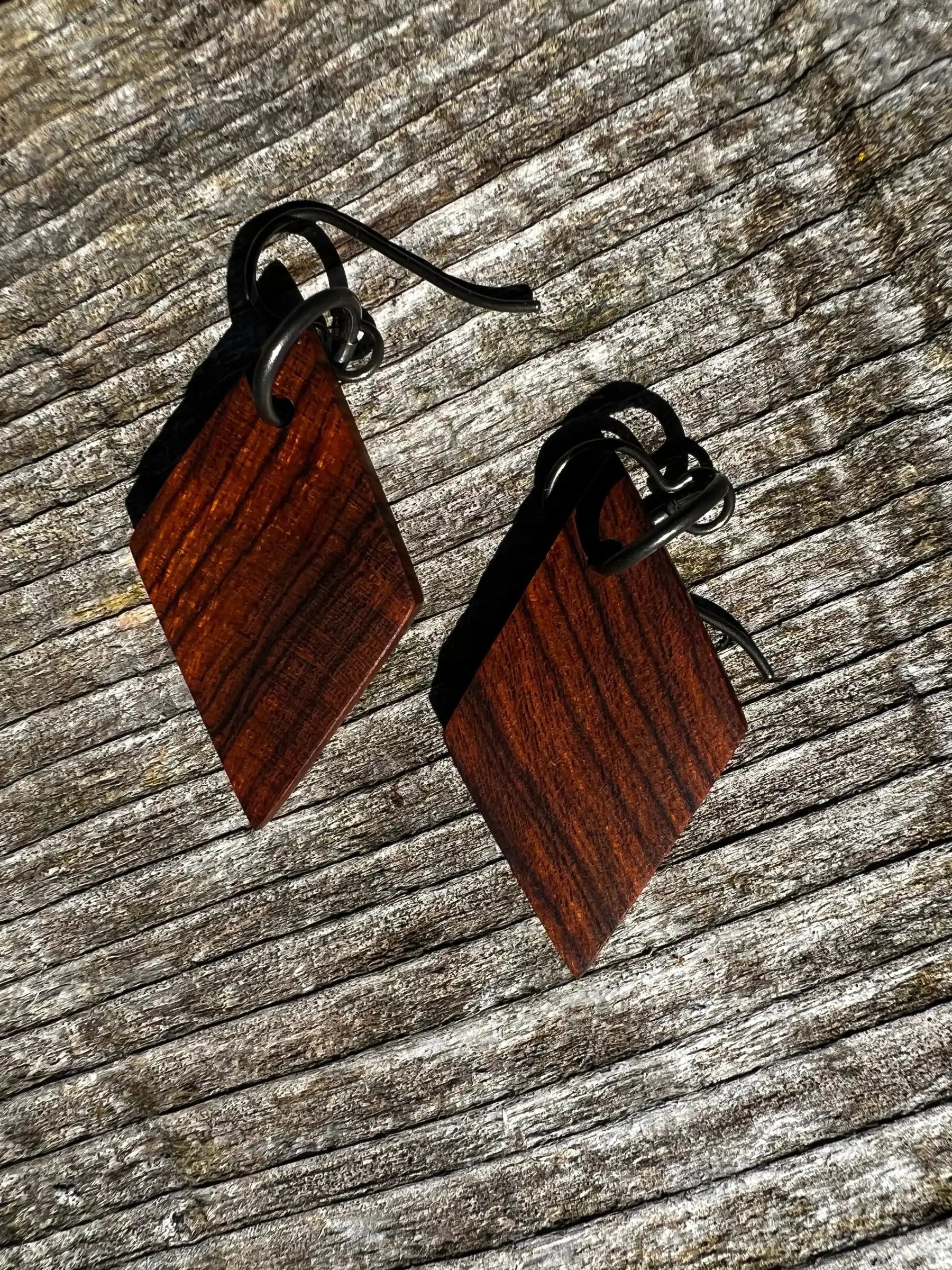 Cocobolo Wood Earrings | #214 | Small | Diamond Shape