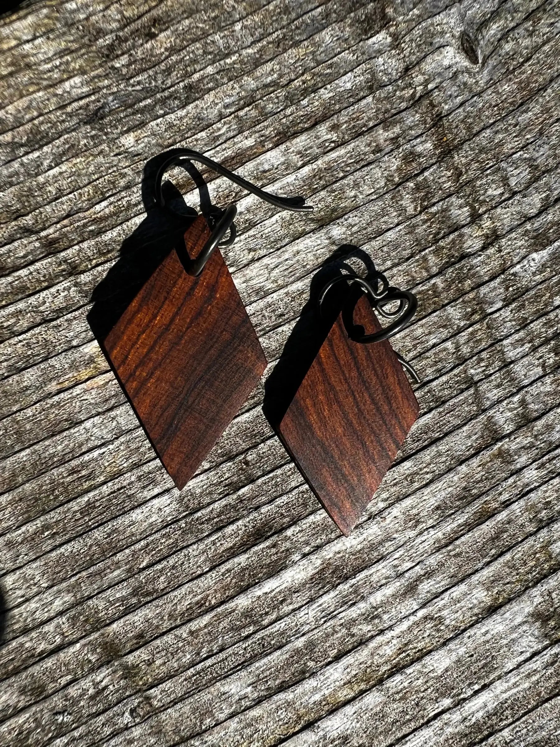 Cocobolo Wood Earrings | #214 | Small | Diamond Shape