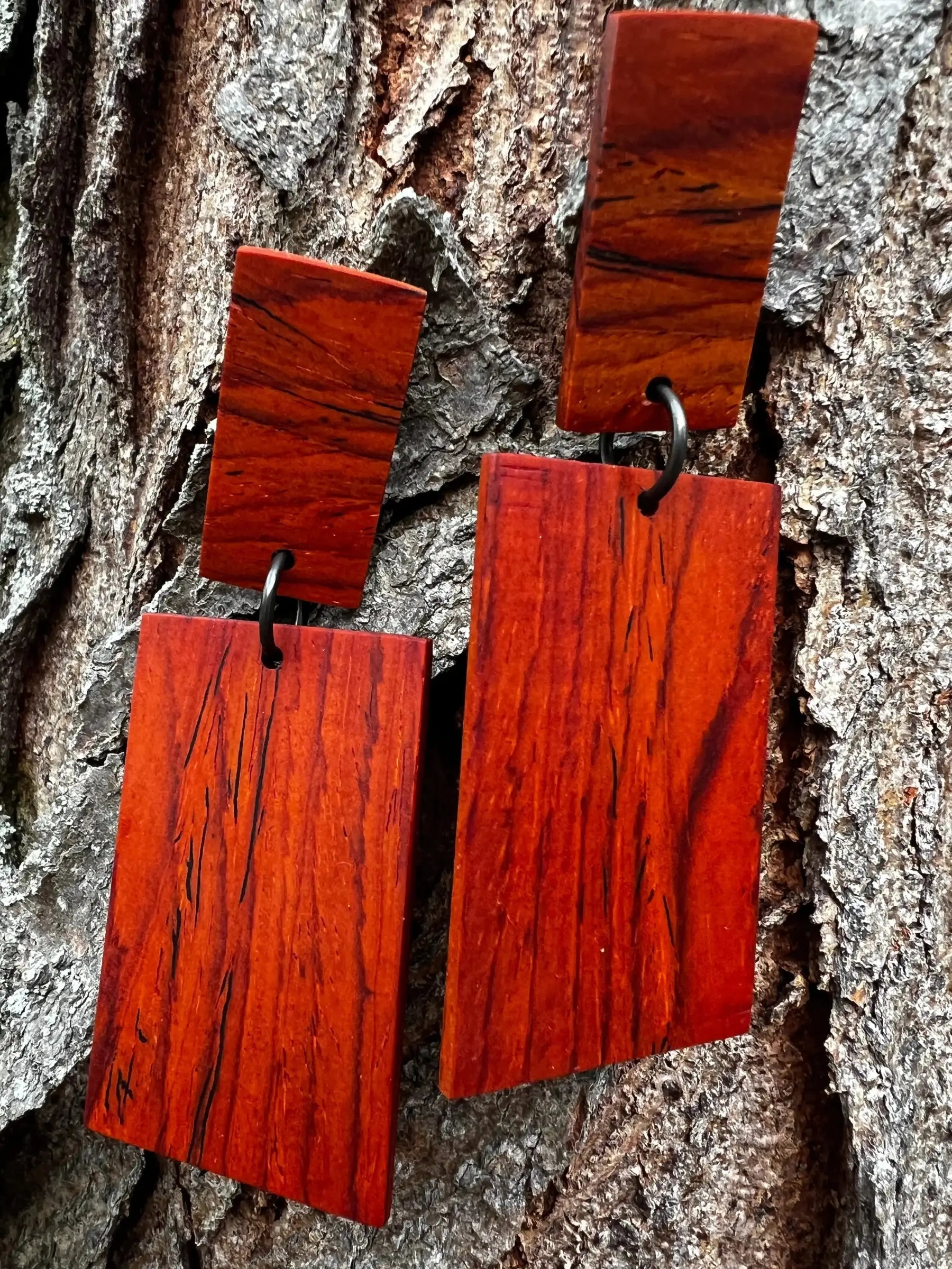 Cocobolo Earrings - Two Tier Post | Large