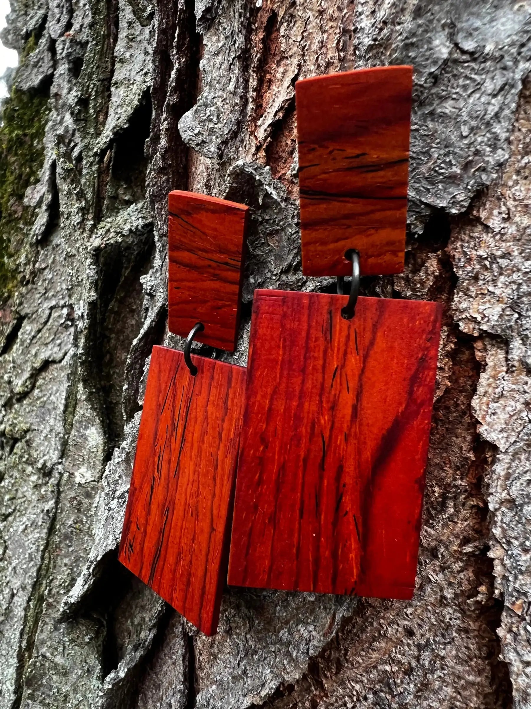 Cocobolo Earrings - Two Tier Post | Large