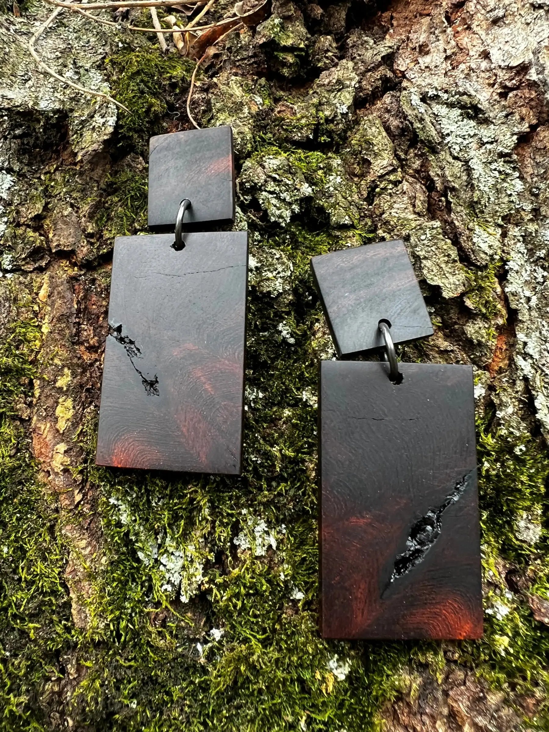 Desert Ironwood Earrings - Two Tier Post | Medium | Ronin Machinewerks