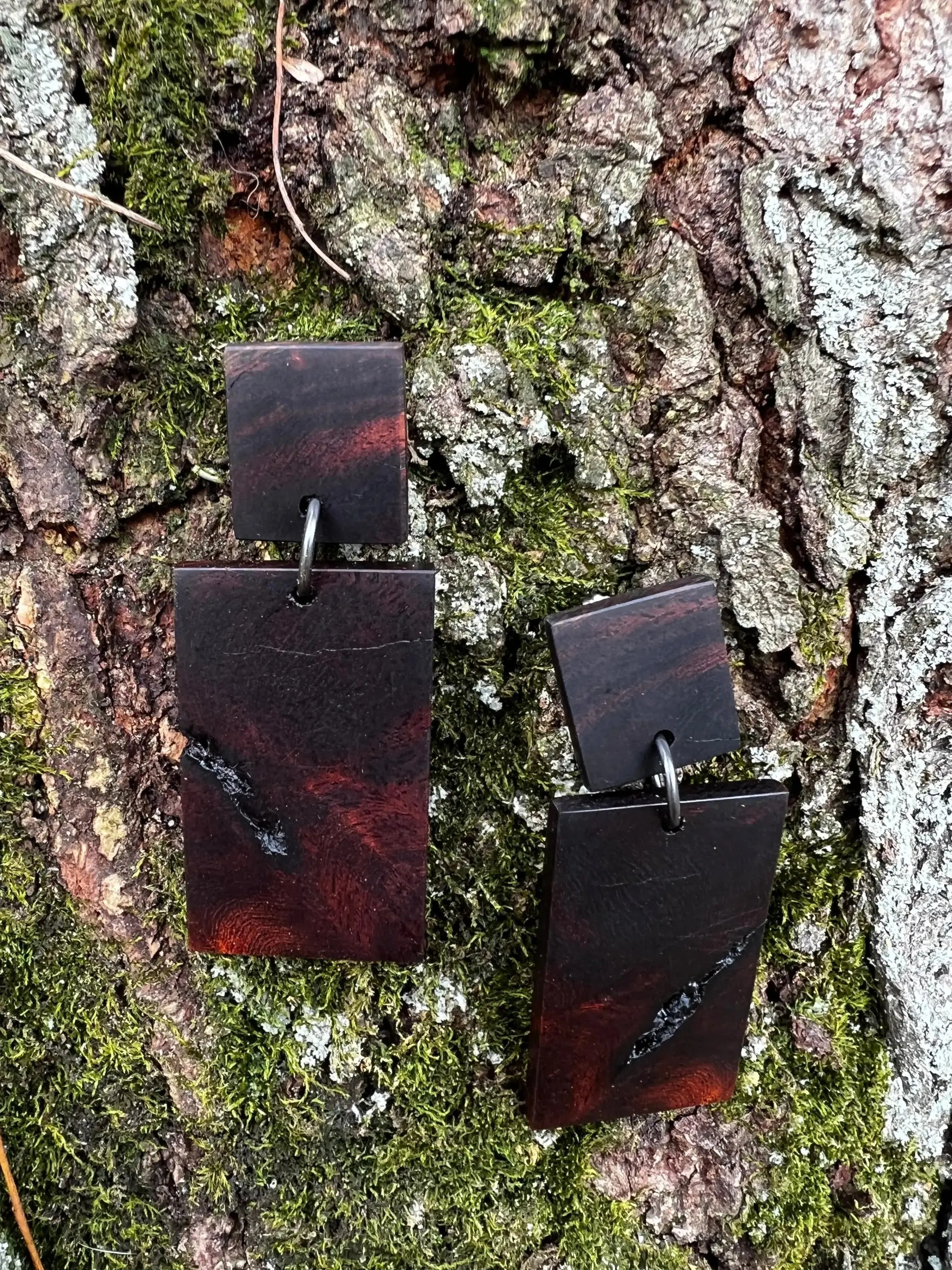 Desert Ironwood Earrings - Two Tier Post | Medium | Ronin Machinewerks