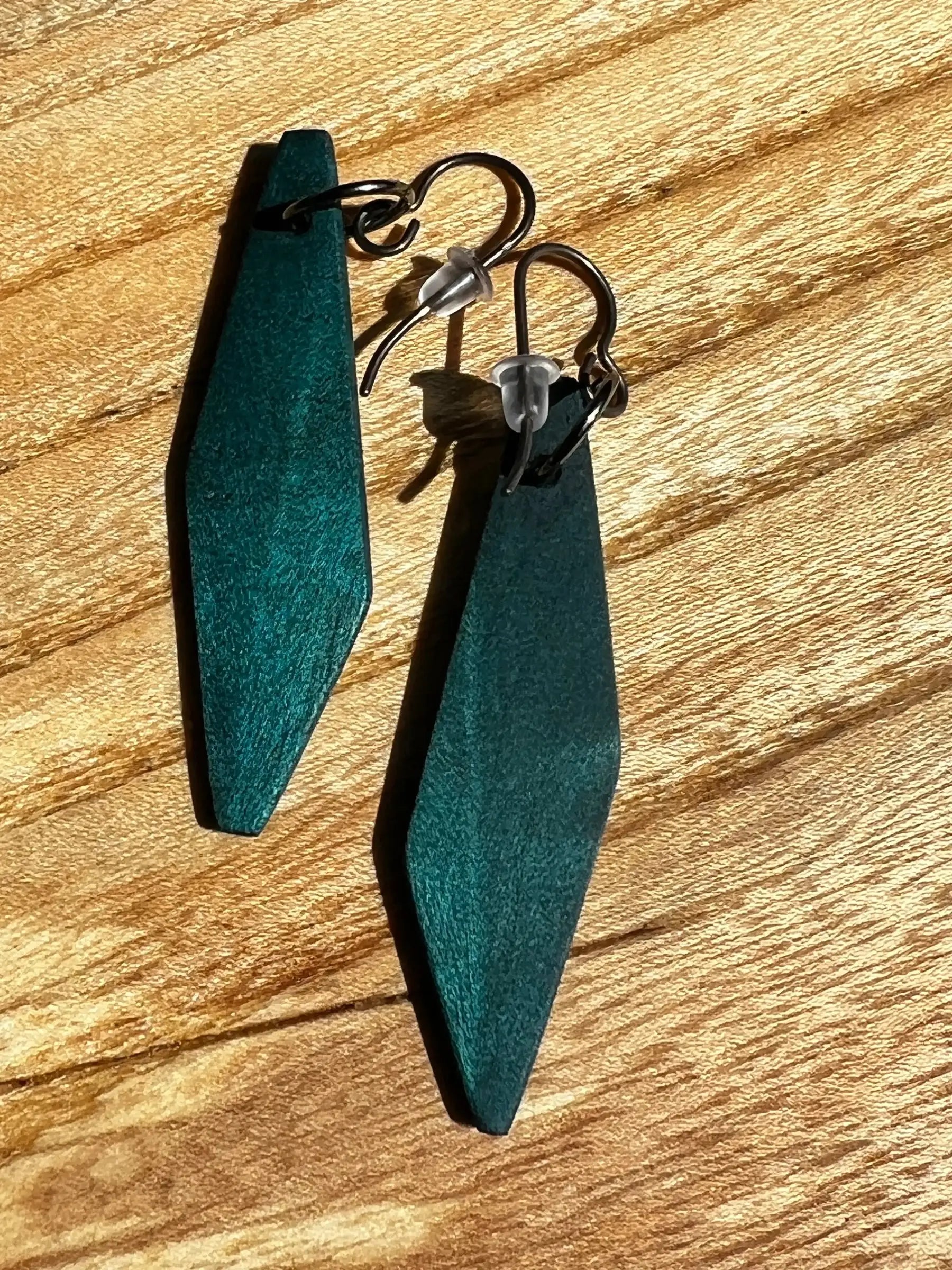 Dyed Hard Maple Burl Earrings (Turquoise) | Medium | Ronin Machinewerks