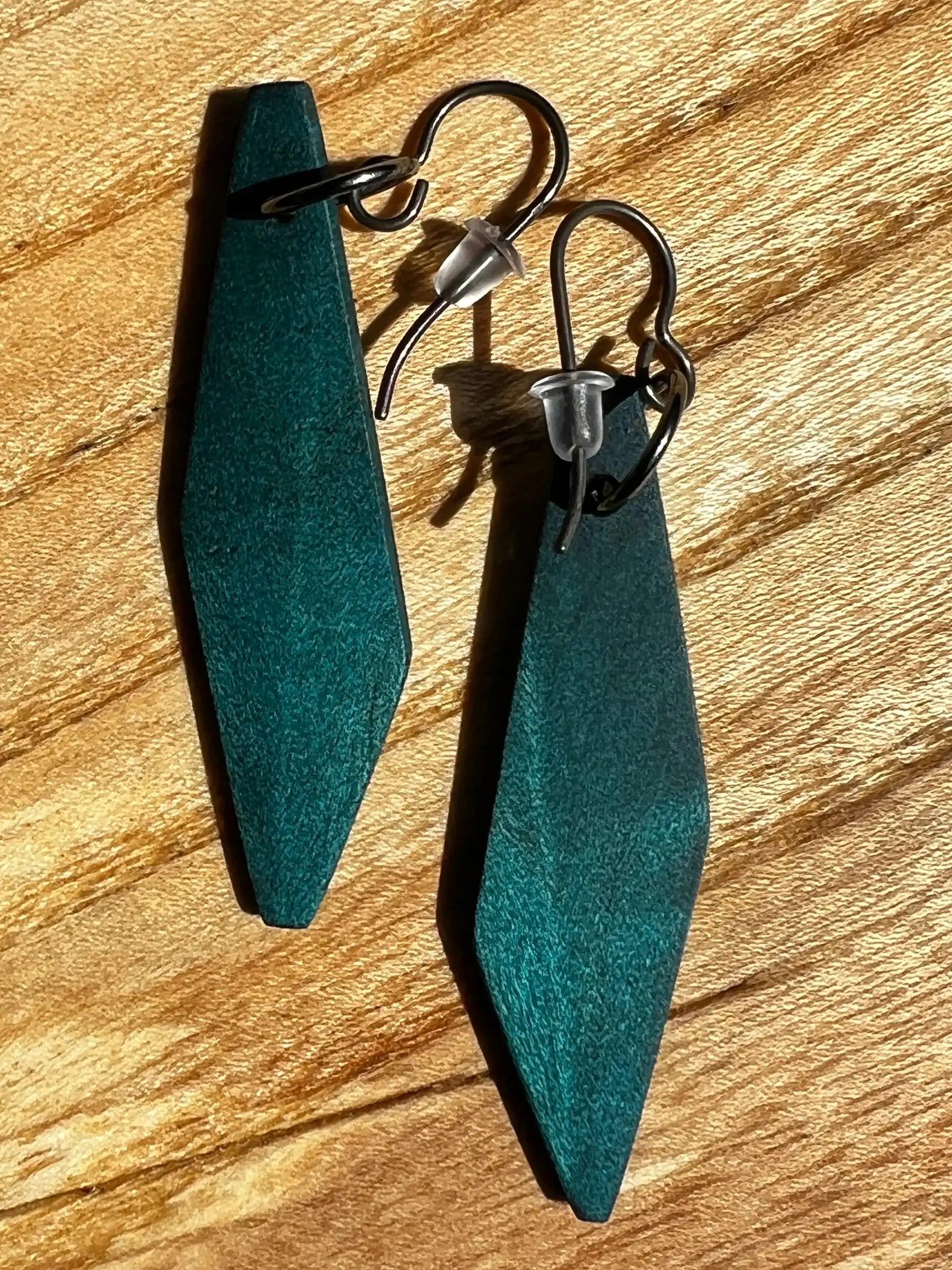 Dyed Hard Maple Burl Earrings (Turquoise) | Medium | Ronin Machinewerks