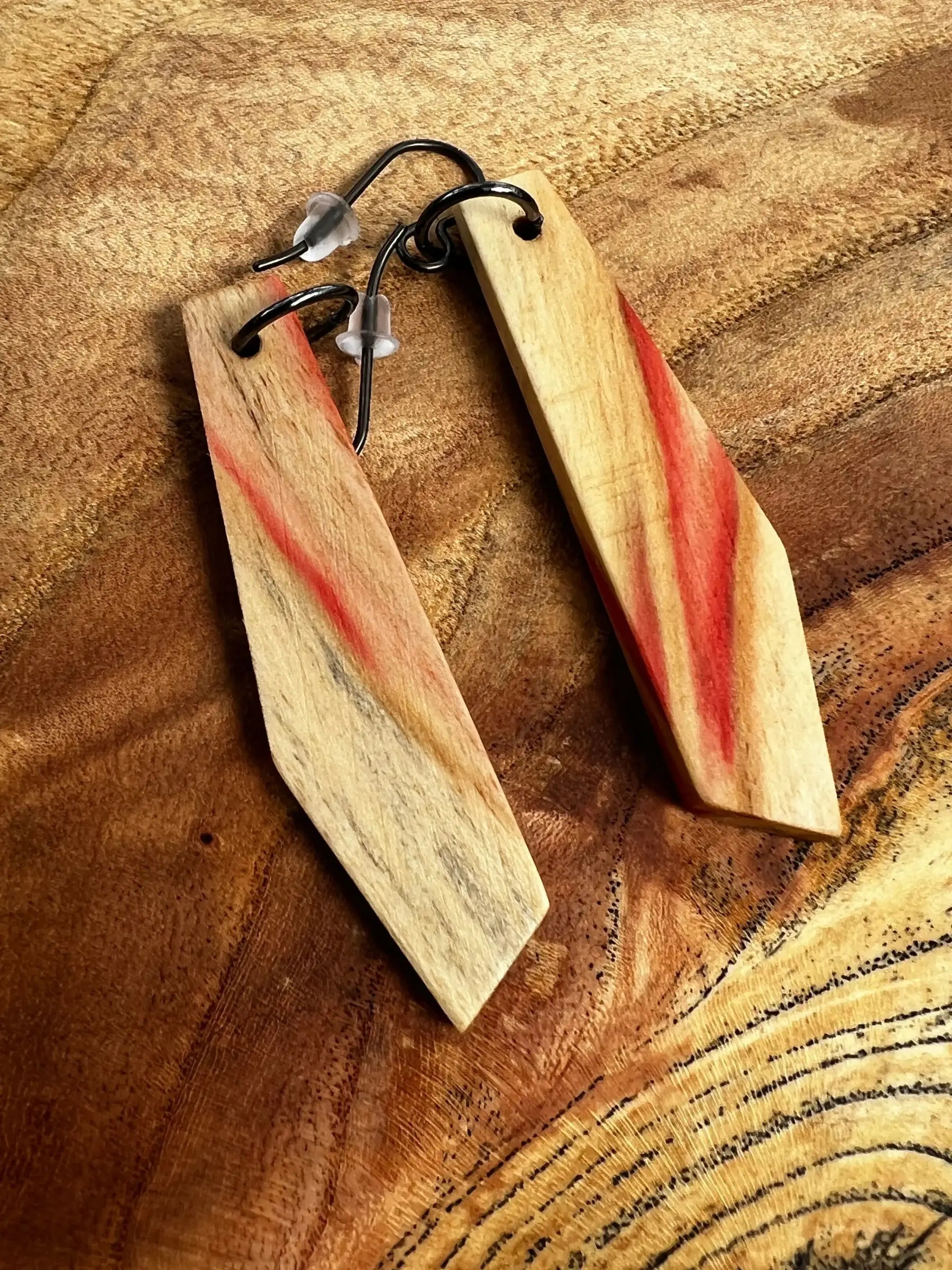 Flamed Box Elder Earrings | Medium