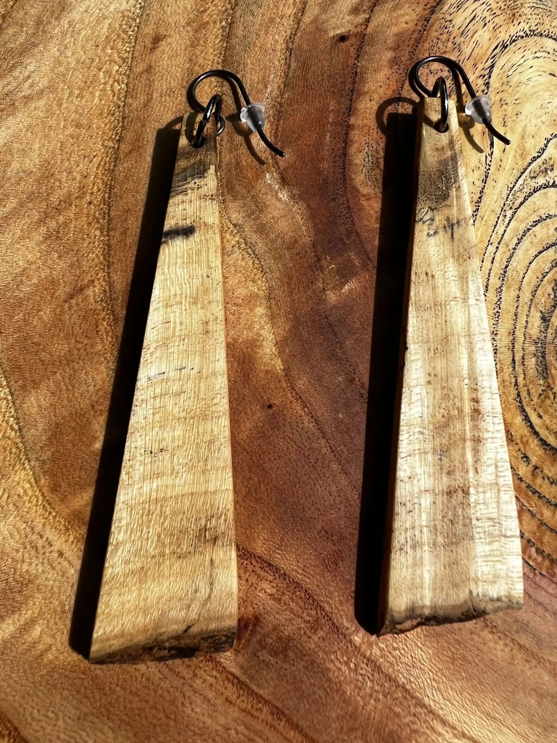 Spalted Box Elder Earrings | Large | Ronin Machinewerks