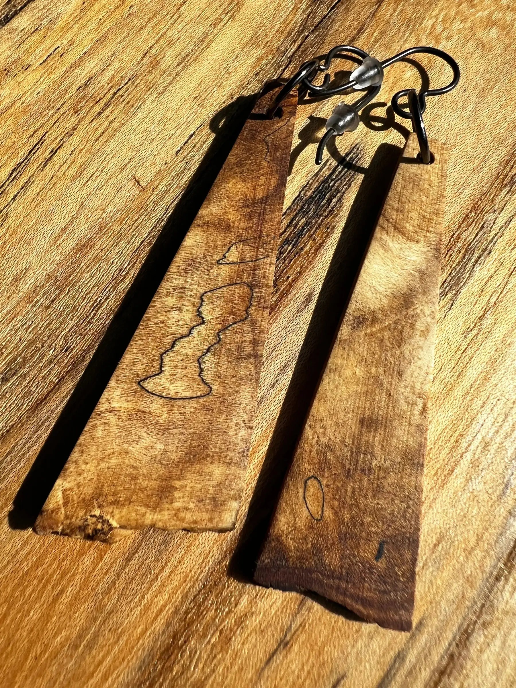 Spalted Maple Burl Earrings | Medium | Ronin Machinewerks