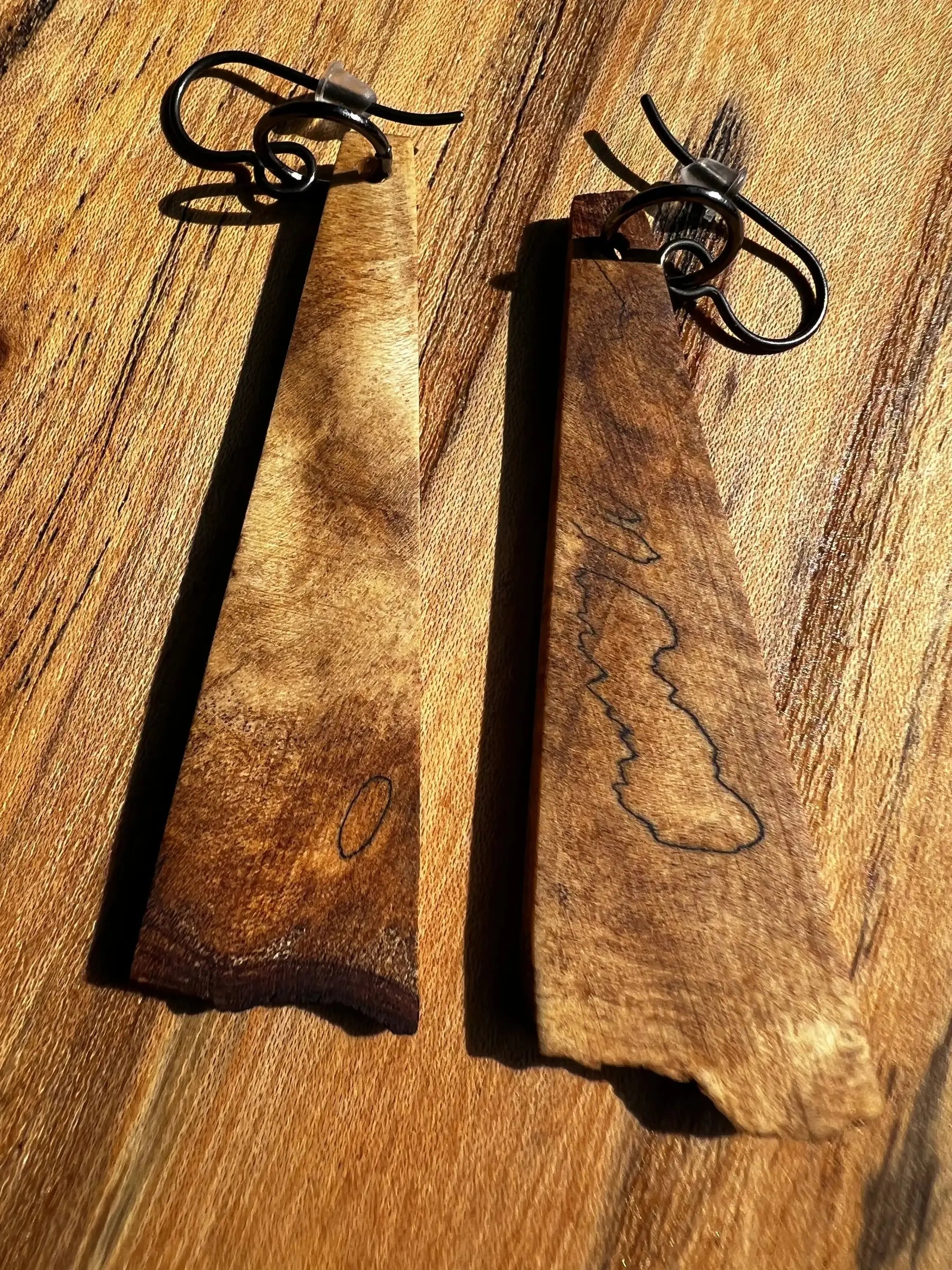 Spalted Maple Burl Earrings | Medium | Ronin Machinewerks