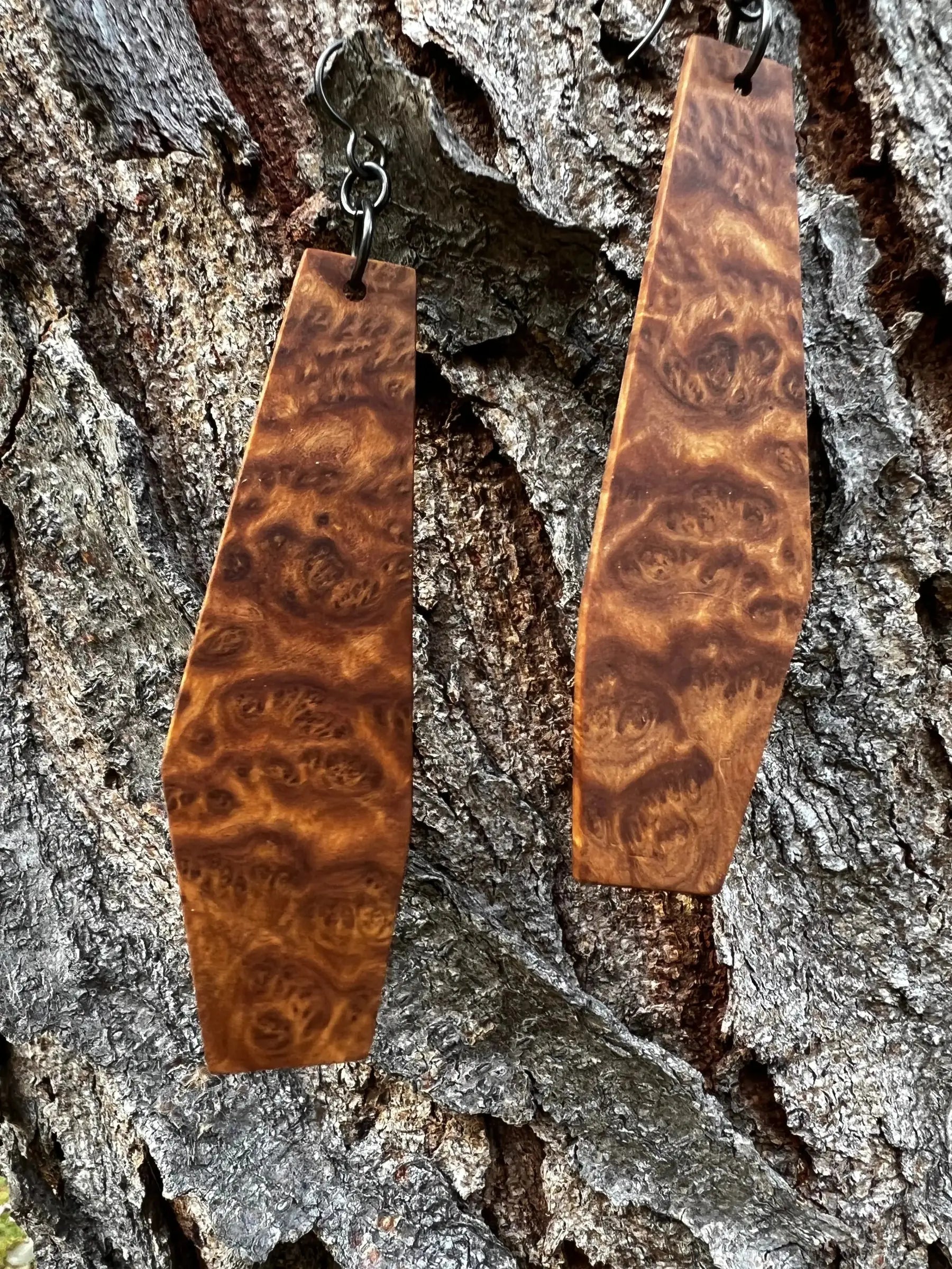 Afzalia Burl Earrings | Large | Ronin Machinewerks