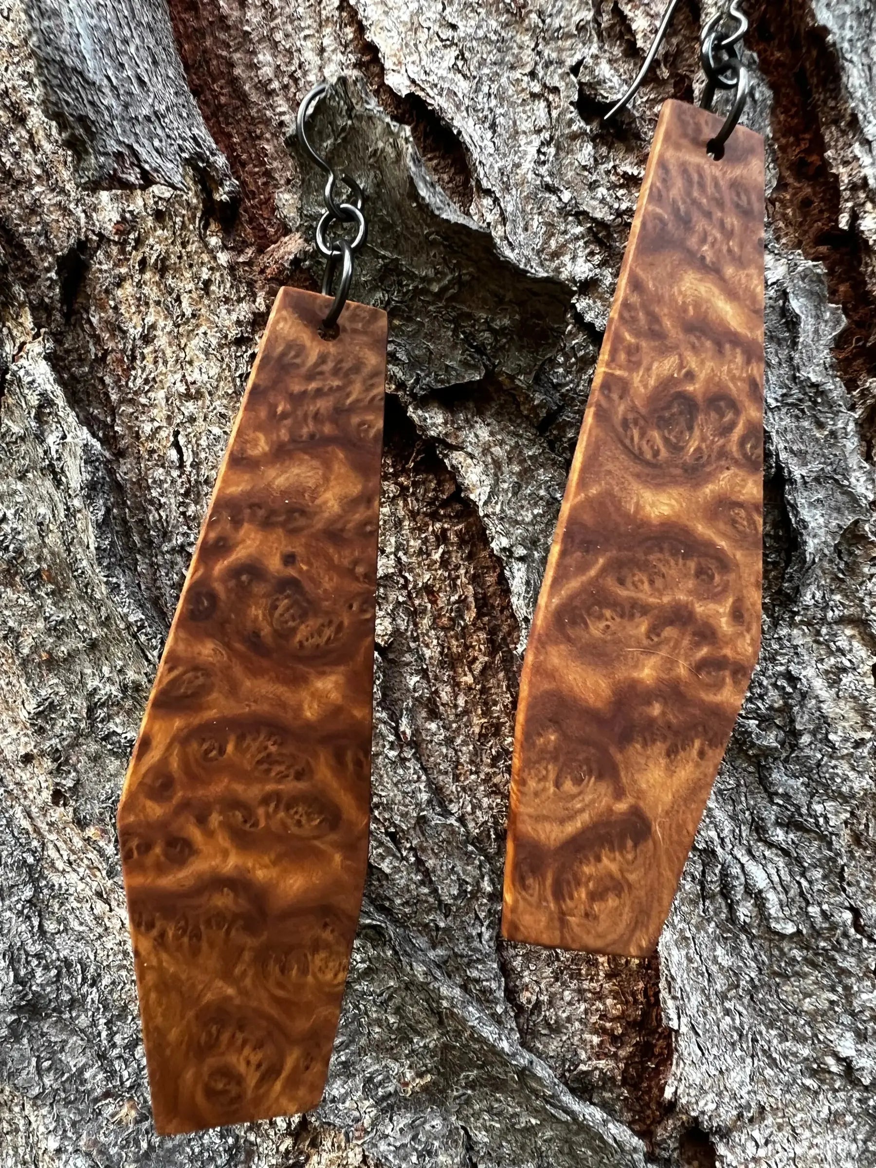 Afzalia Burl Earrings | Large | Ronin Machinewerks
