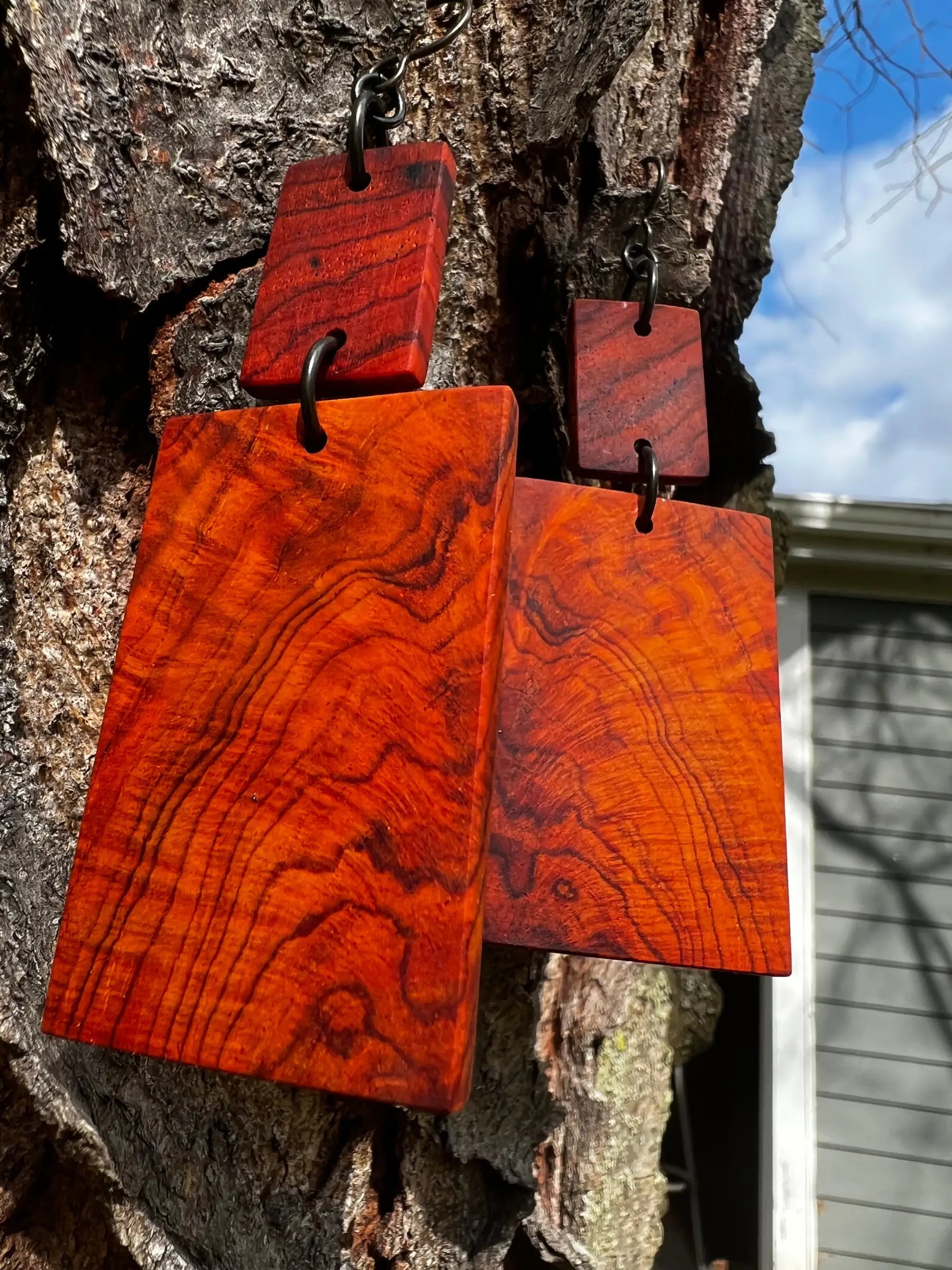 Cocobolo Wood Earrings | #164 | Two Tier Dangle | Large  | Ronin Machinewerks