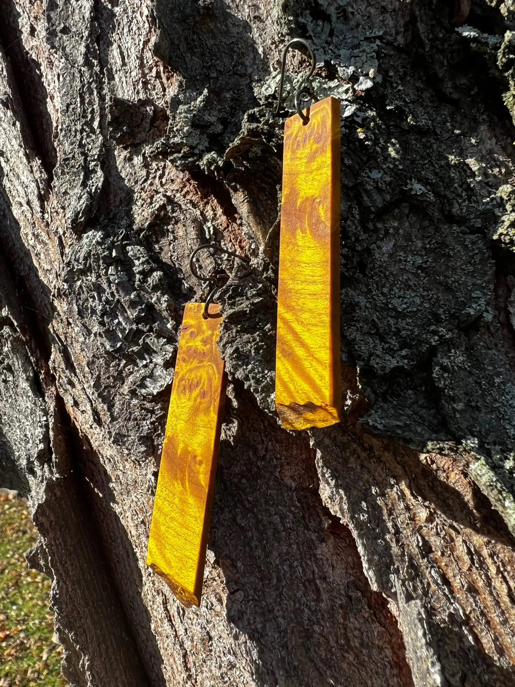 Dyed Hard Maple Burl Earrings (Yellow) - Ronin Machinewerks