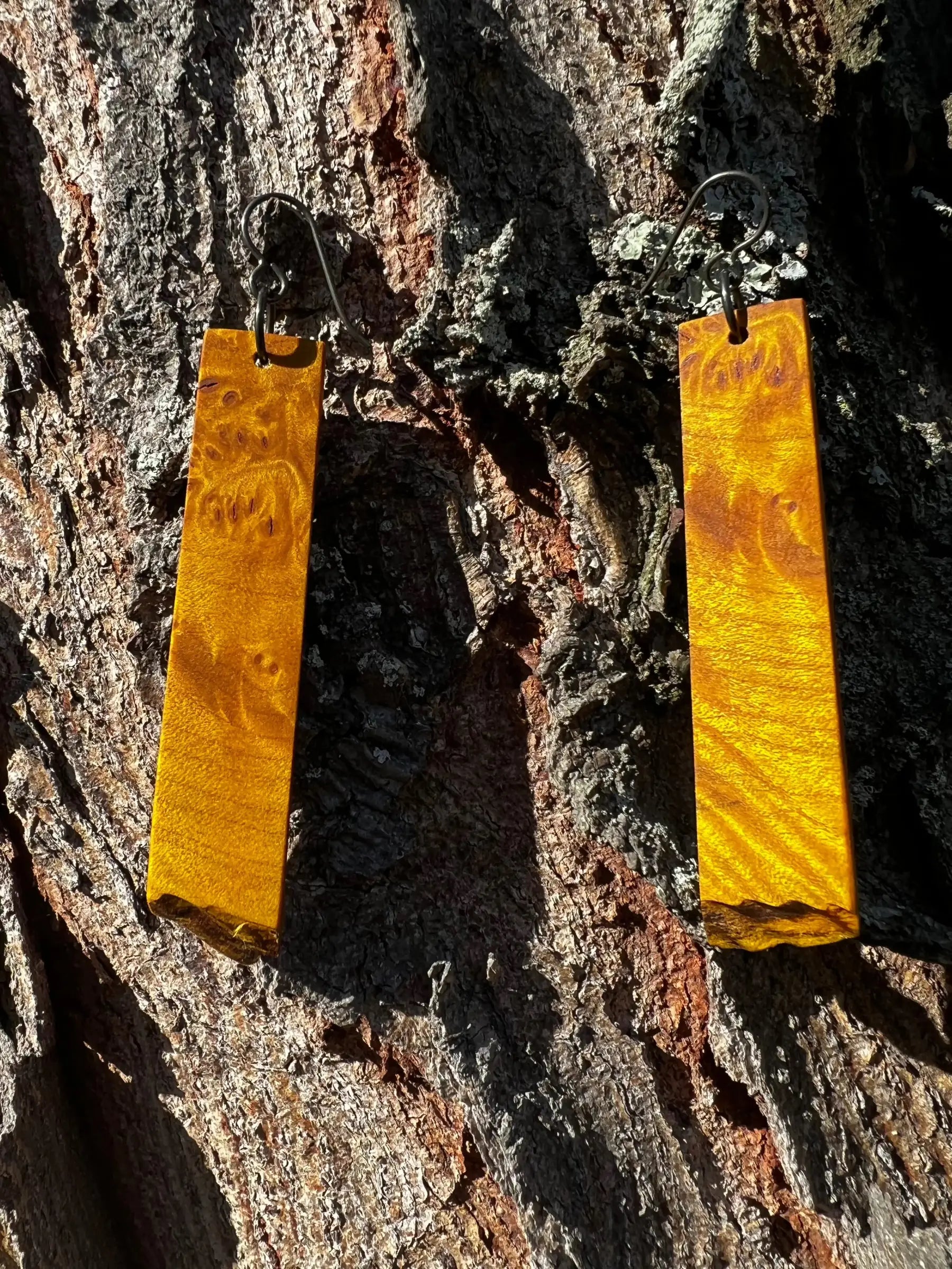 Dyed Hard Maple Burl Earrings (Yellow) - Ronin Machinewerks