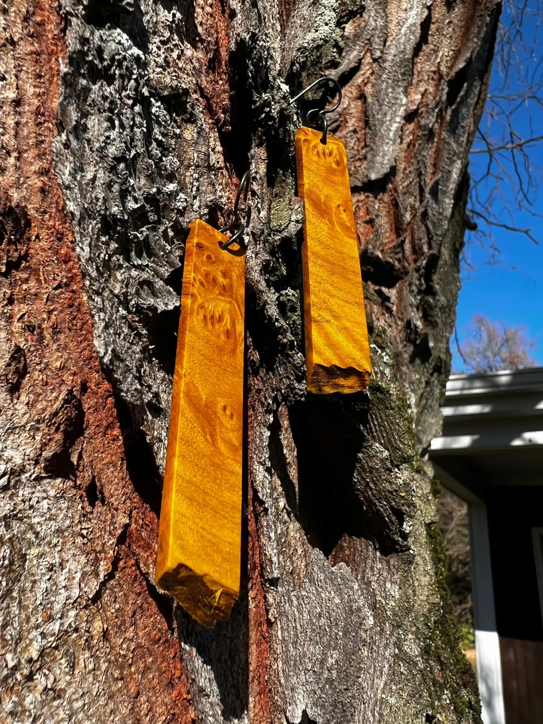 Dyed Hard Maple Burl Earrings (Yellow) - Ronin Machinewerks