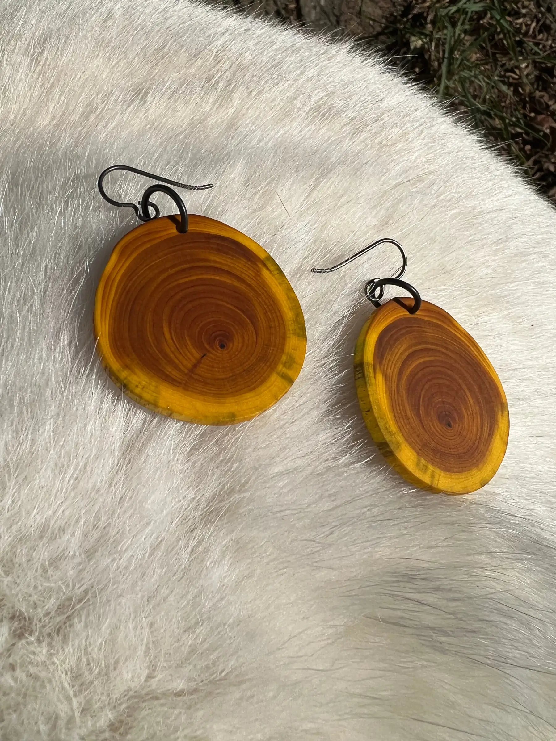 Dyed Yew Earrings (Yellow) | Medium