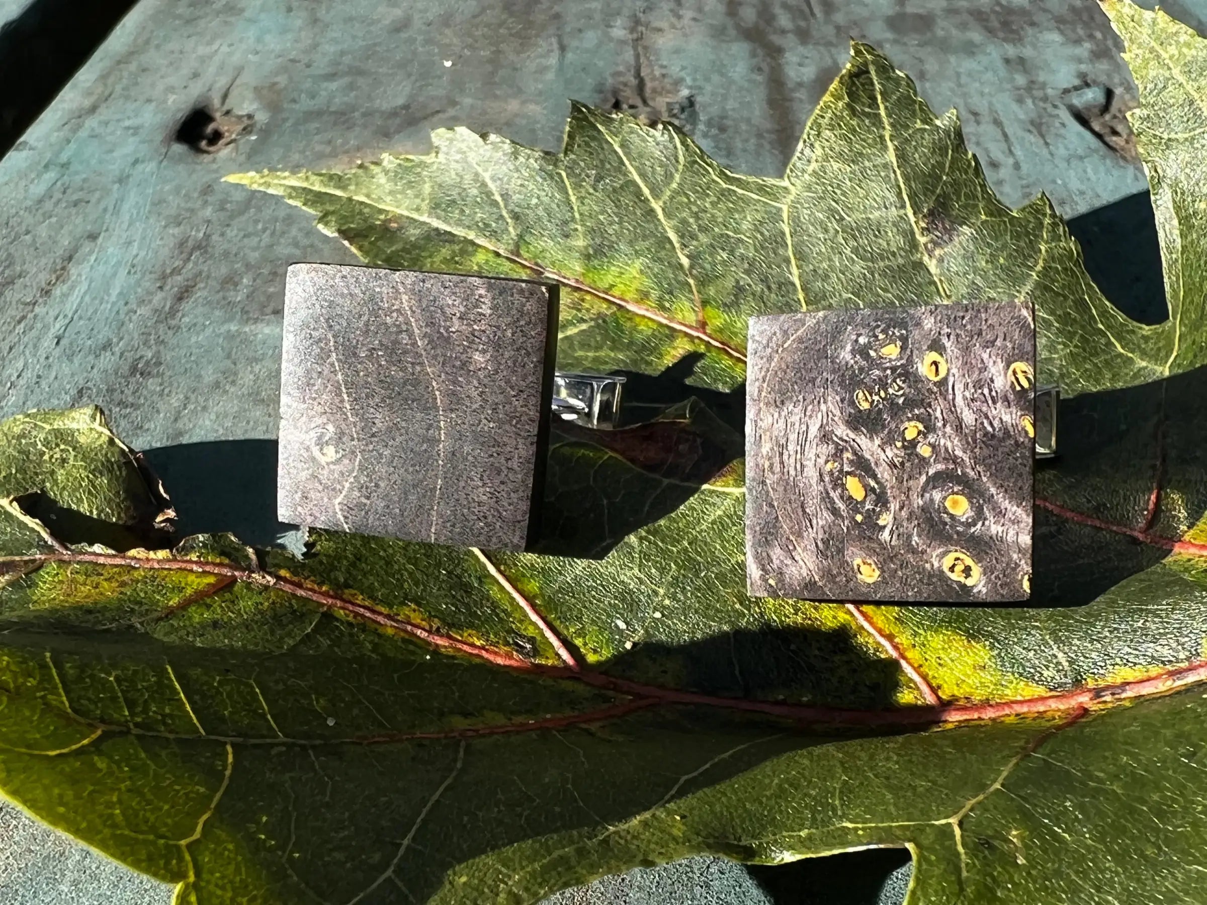 Buckeye Burl & Sterling Silver Cufflinks | Ronin Machinewerks