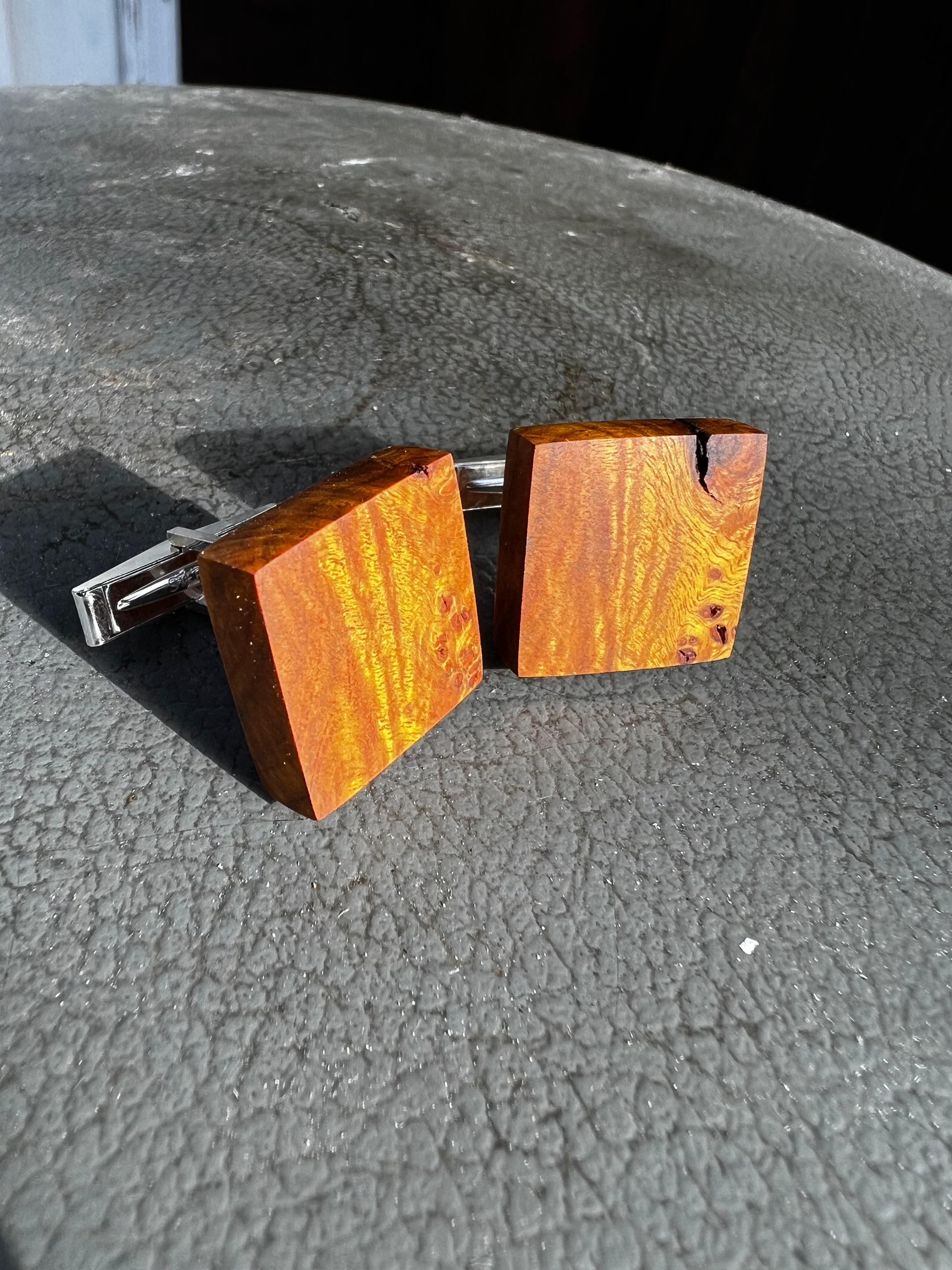 Chittum Burl & Sterling Silver Cufflinks | Ronin Machinewerks