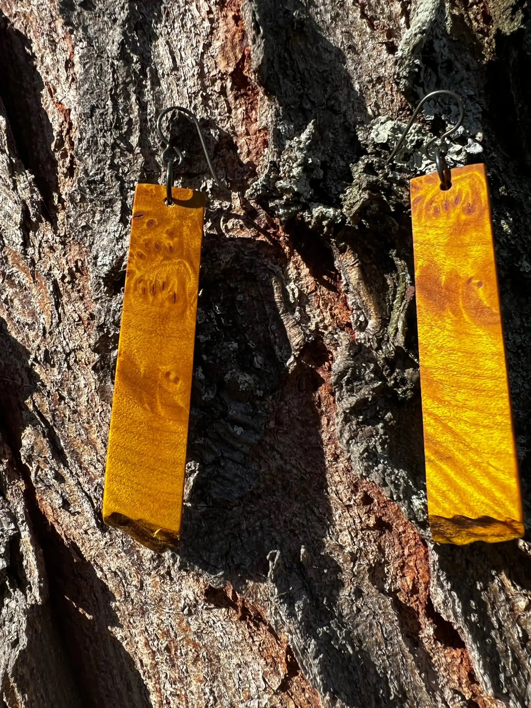 Dyed Hard Maple Burl Earrings (Yellow) - Ronin Machinewerks