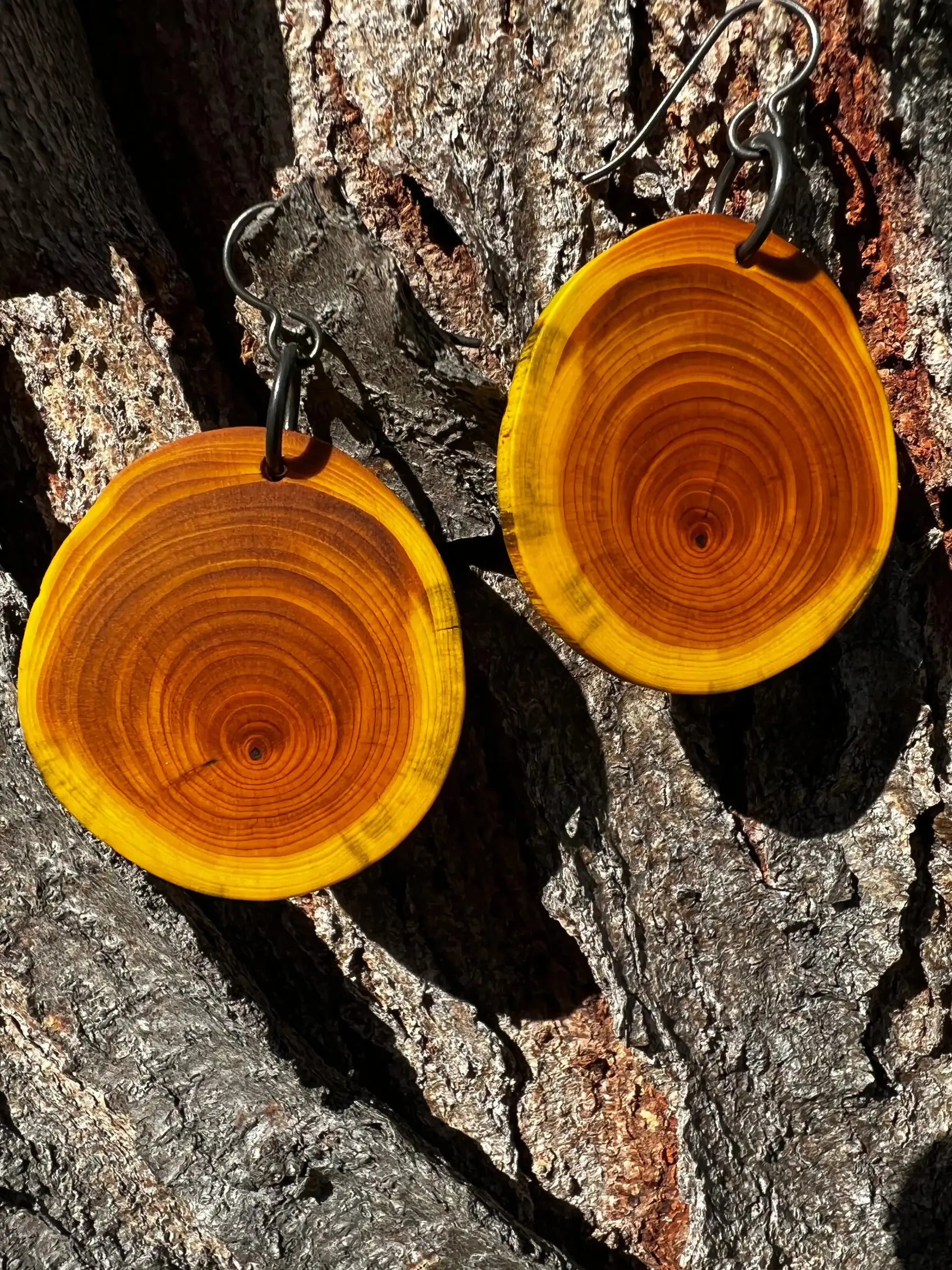 Dyed Yew Earrings (Yellow) | Medium