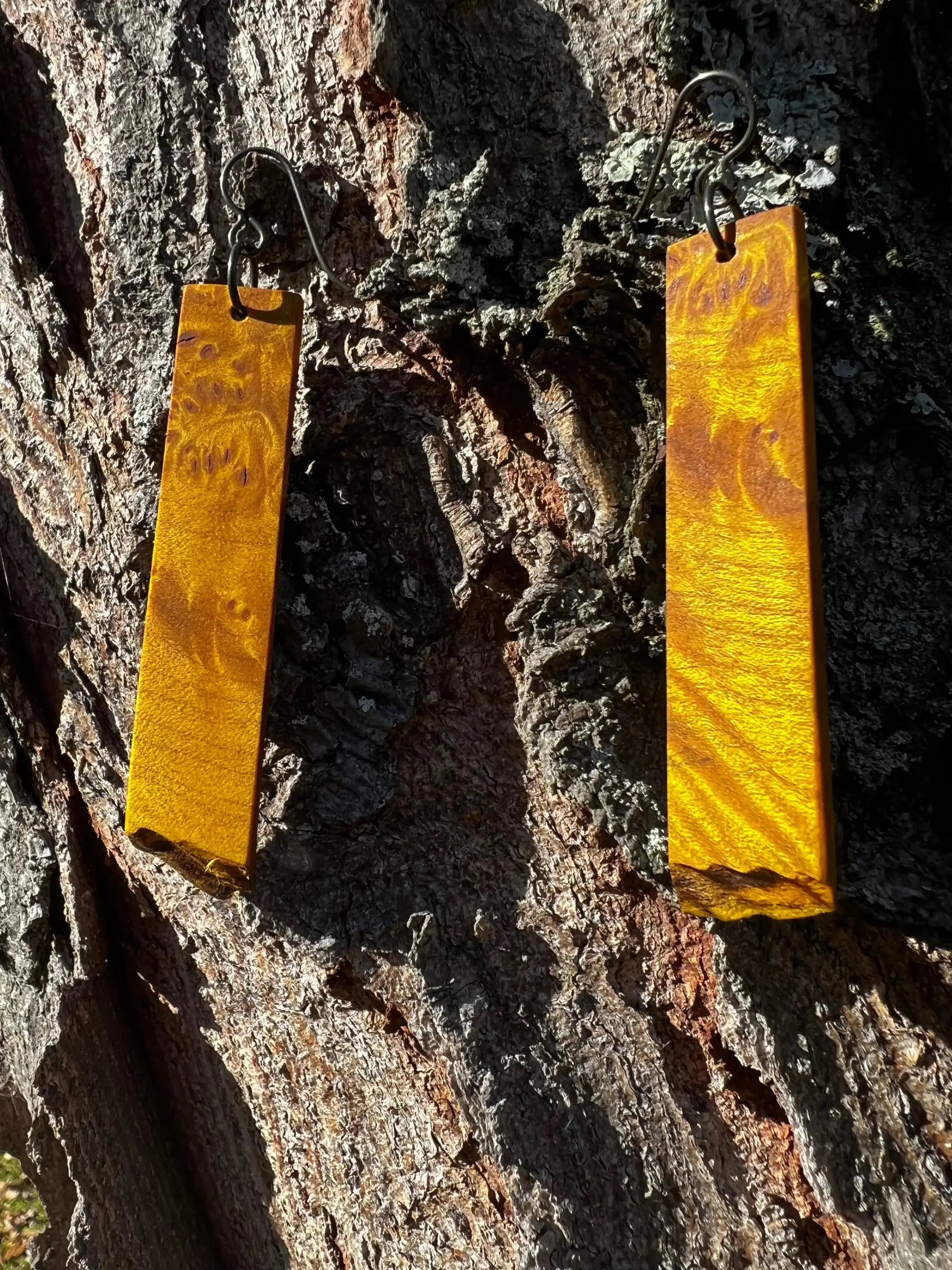 Dyed Hard Maple Burl Earrings (Yellow) - Ronin Machinewerks