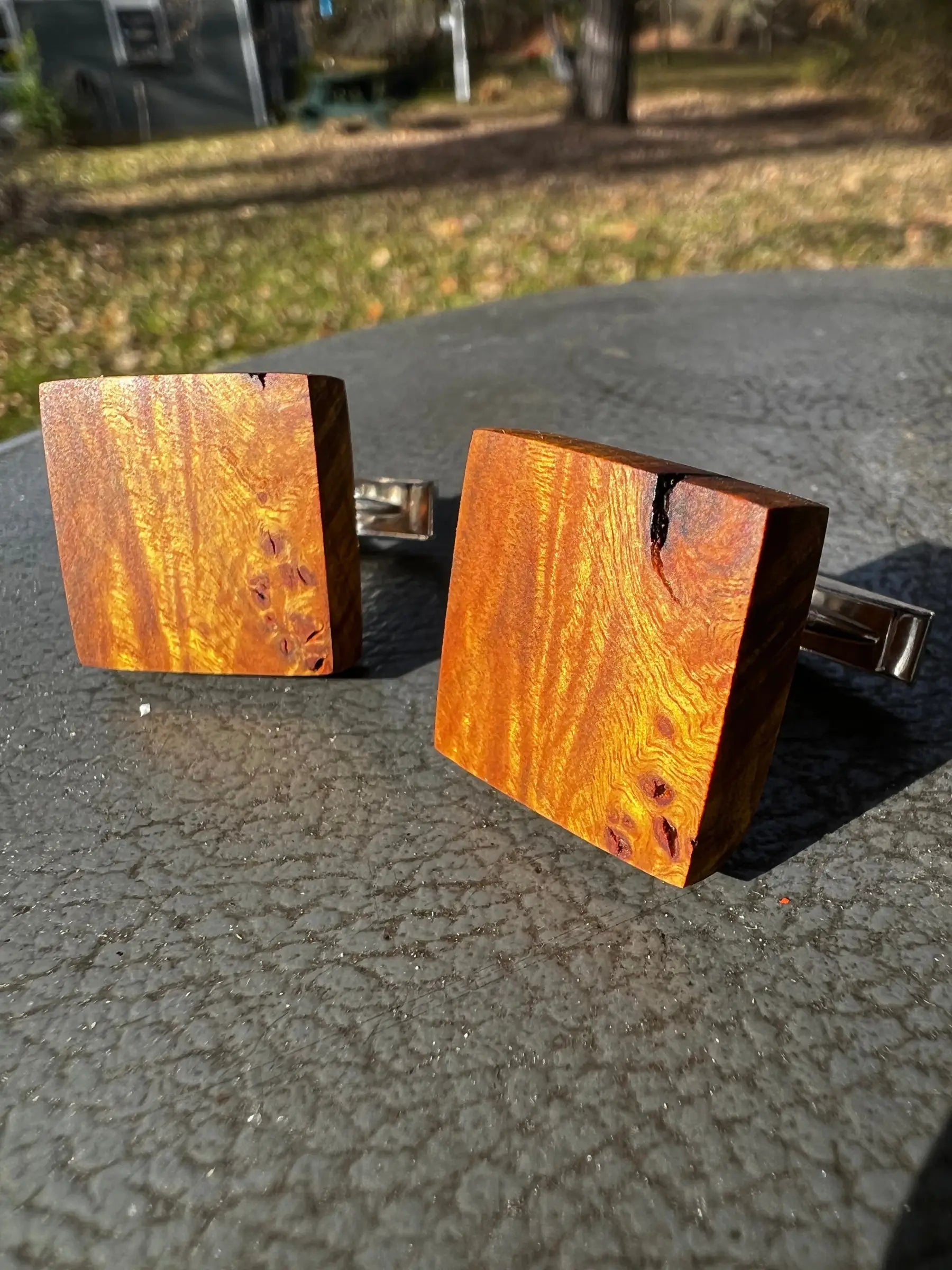 Chittum Burl & Sterling Silver Cufflinks | Ronin Machinewerks