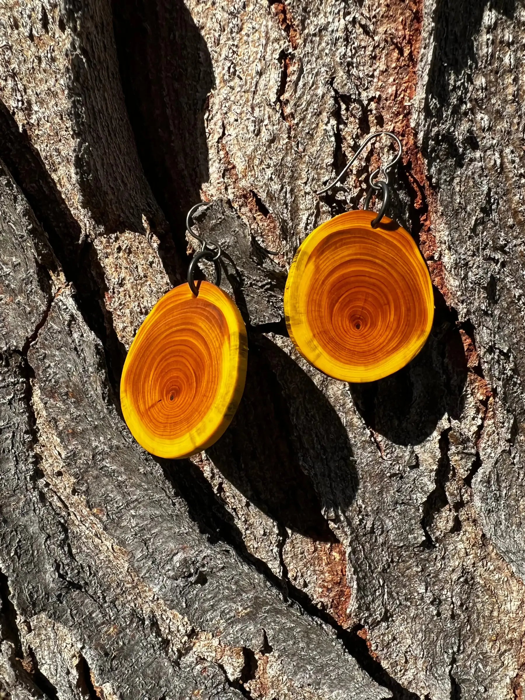 Dyed Yew Earrings (Yellow) | Medium