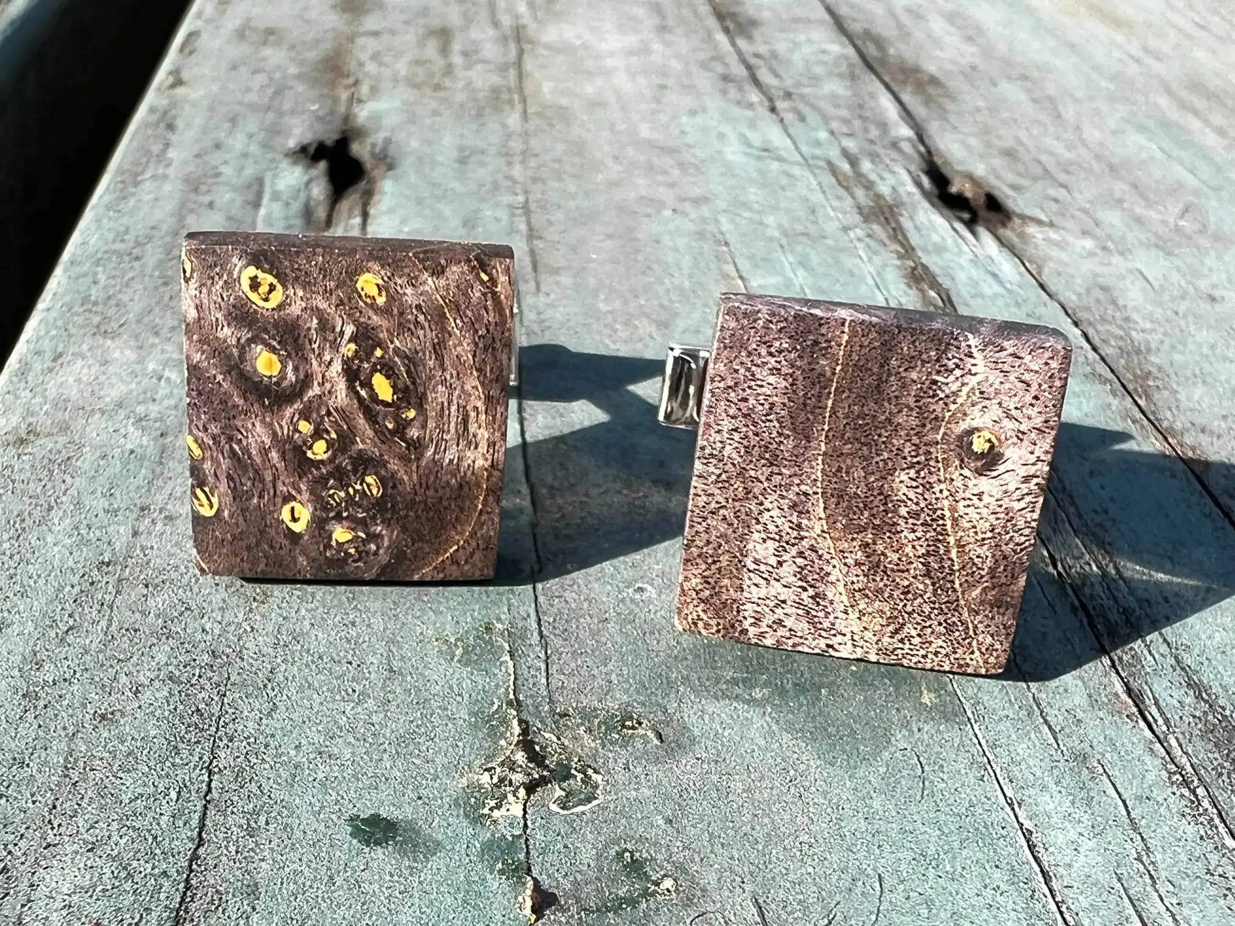 Buckeye Burl & Sterling Silver Cufflinks | Ronin Machinewerks