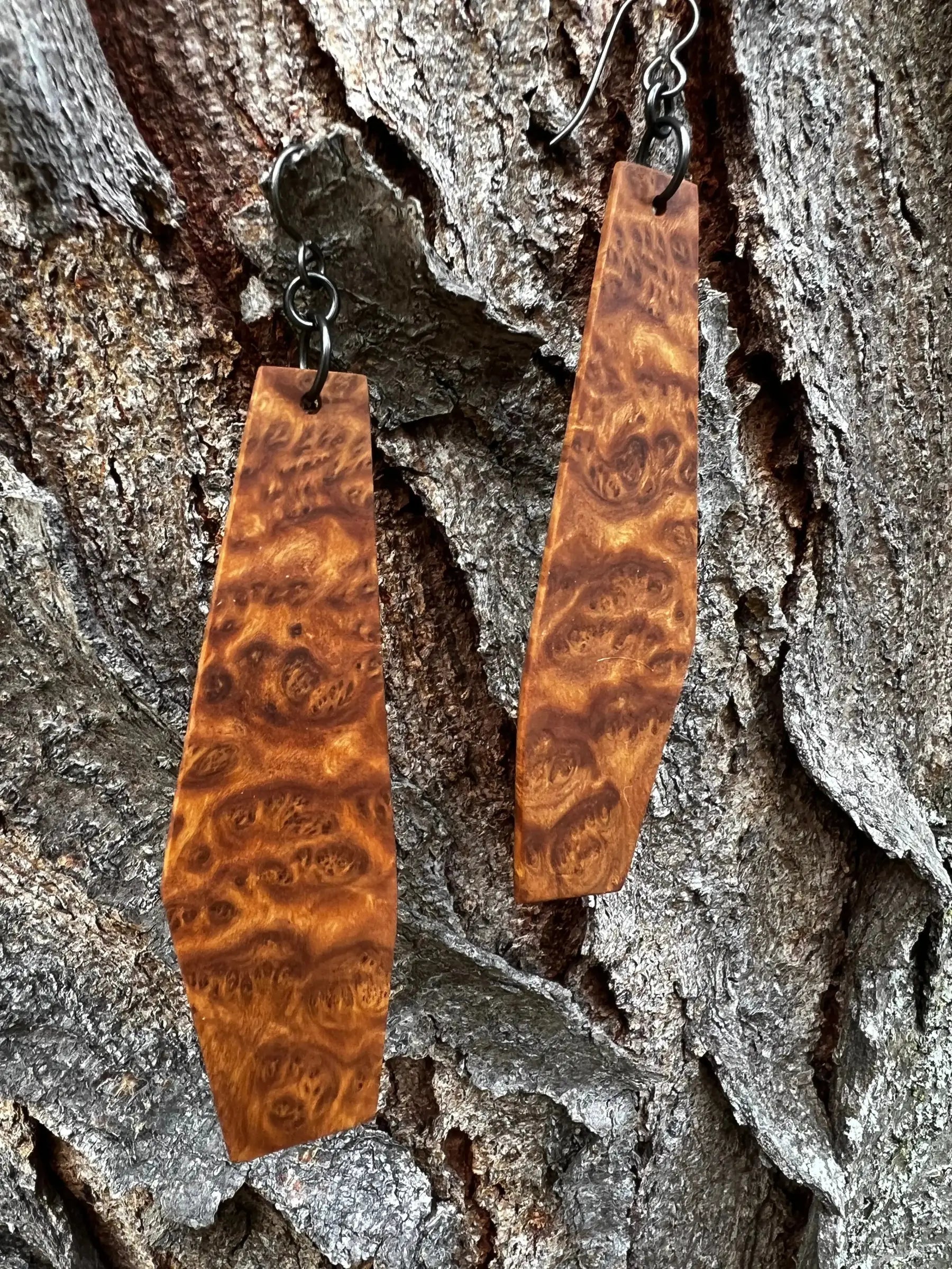 Afzalia Burl Earrings | Large | Ronin Machinewerks