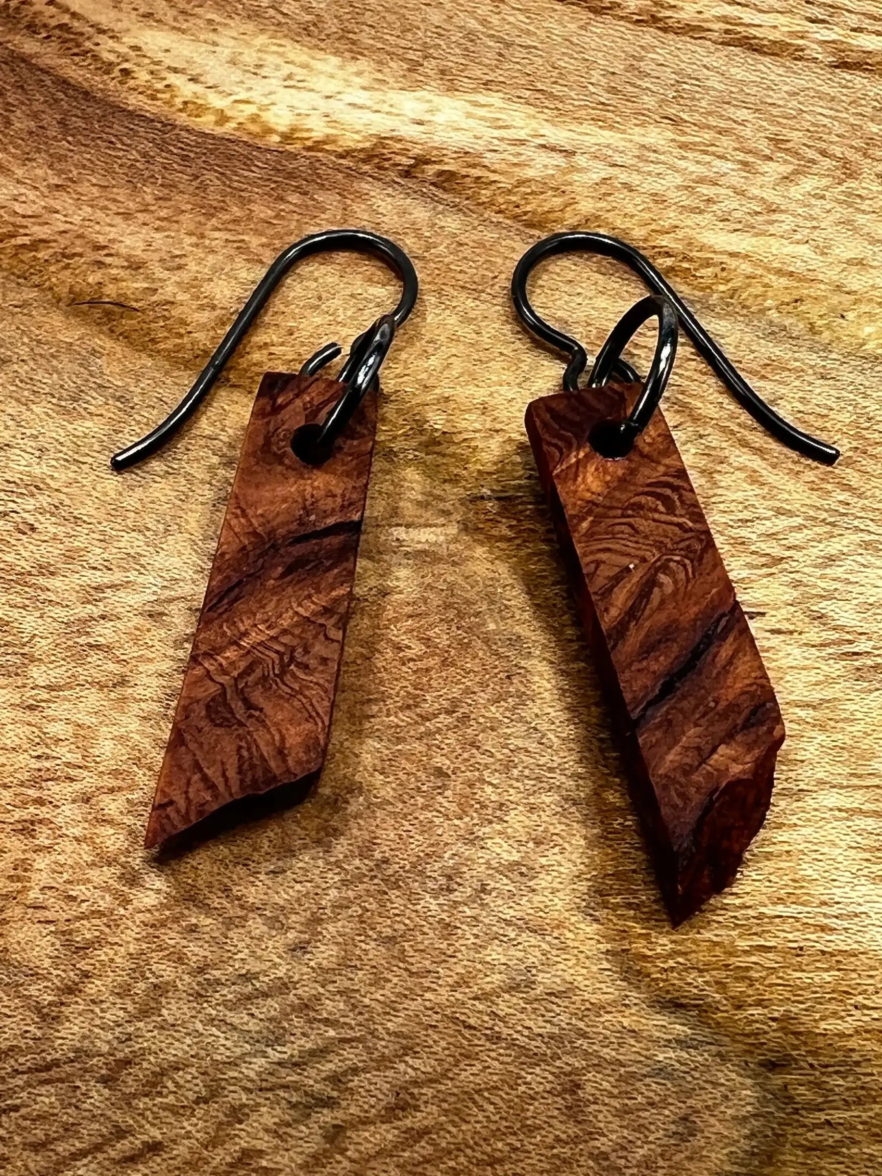 Alligator Juniper Burl Earrings | Small | Ronin Machinewerks