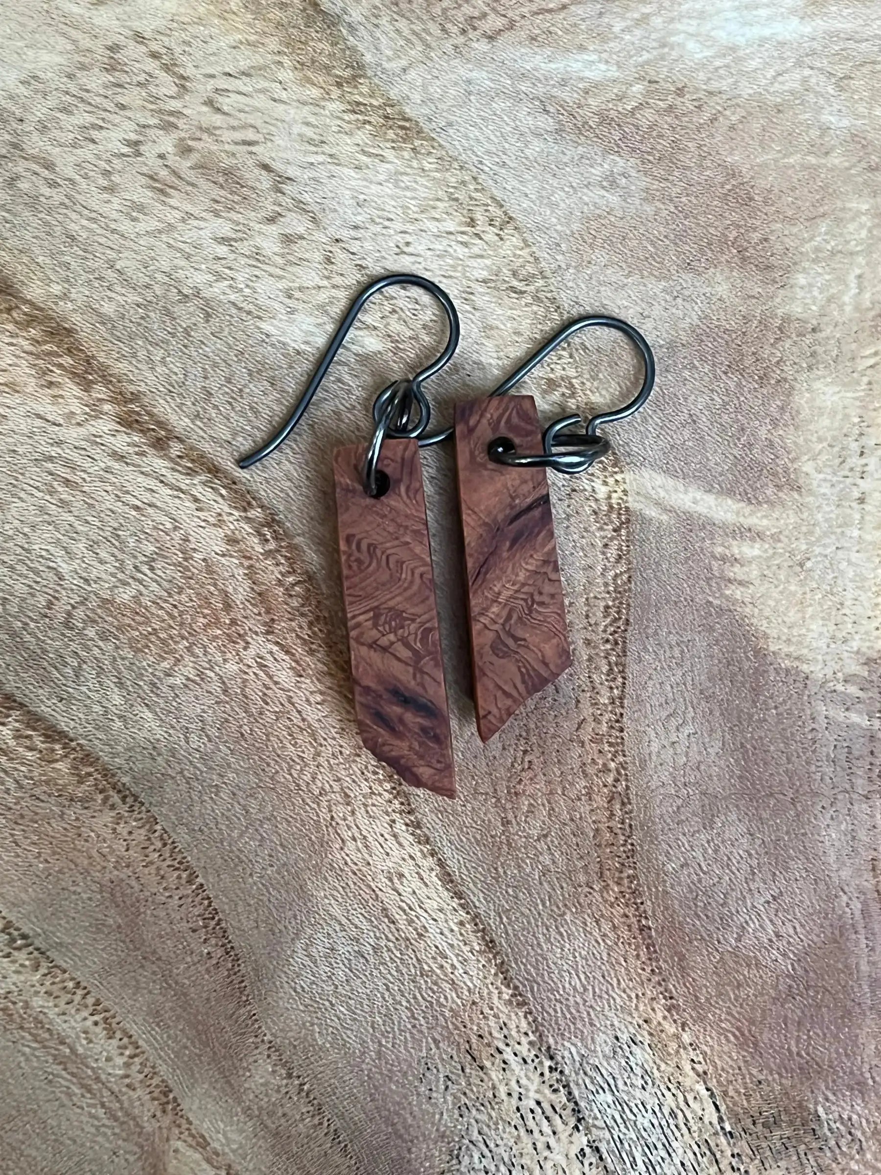 Alligator Juniper Burl Earrings | Small | Ronin Machinewerks