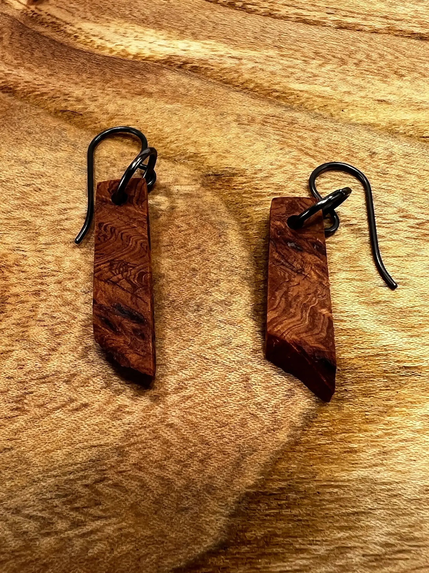 Alligator Juniper Burl Earrings | Small | Ronin Machinewerks