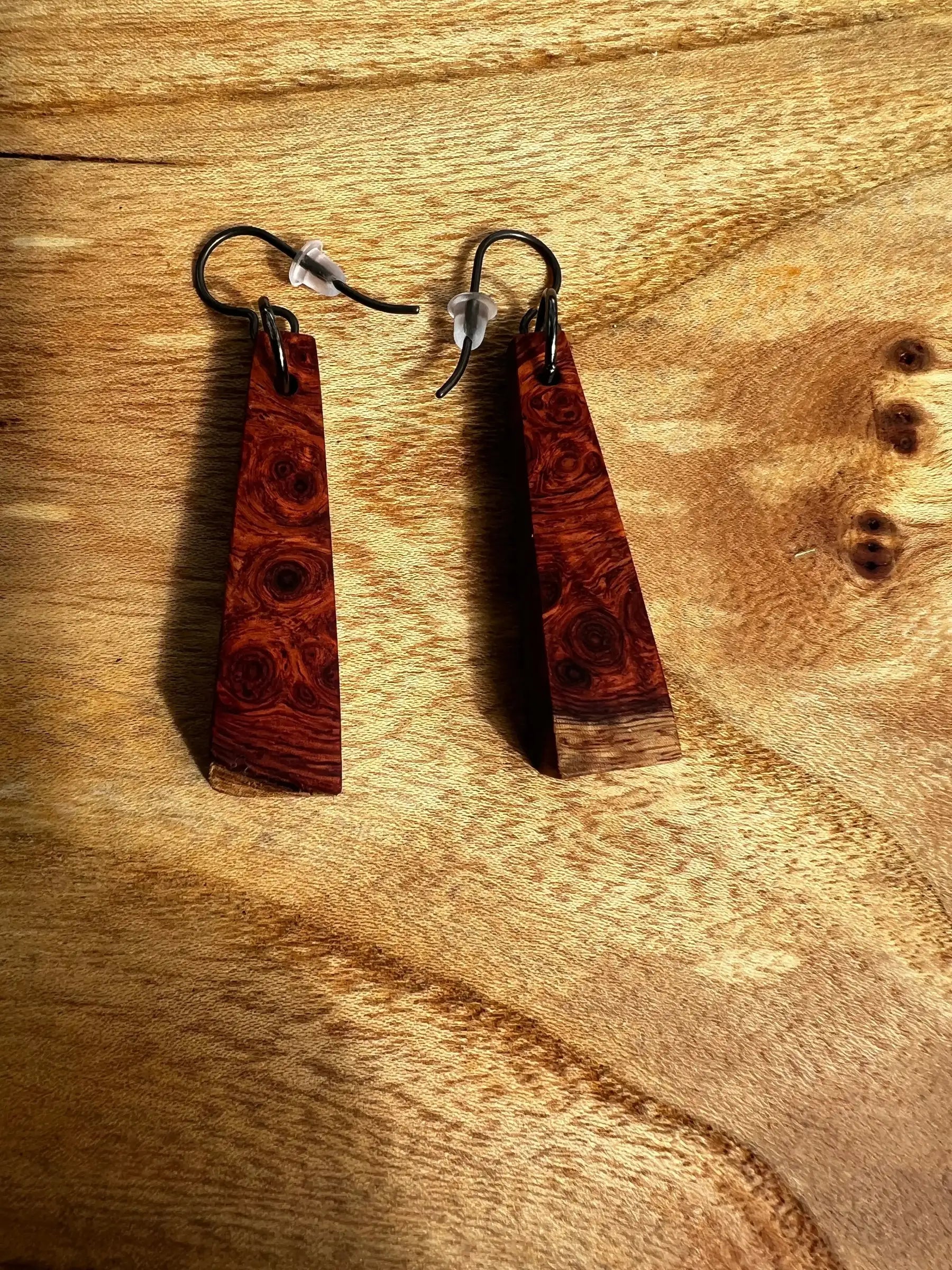 Amboyna Burl Earrings | Medium | Ronin Machinewerks