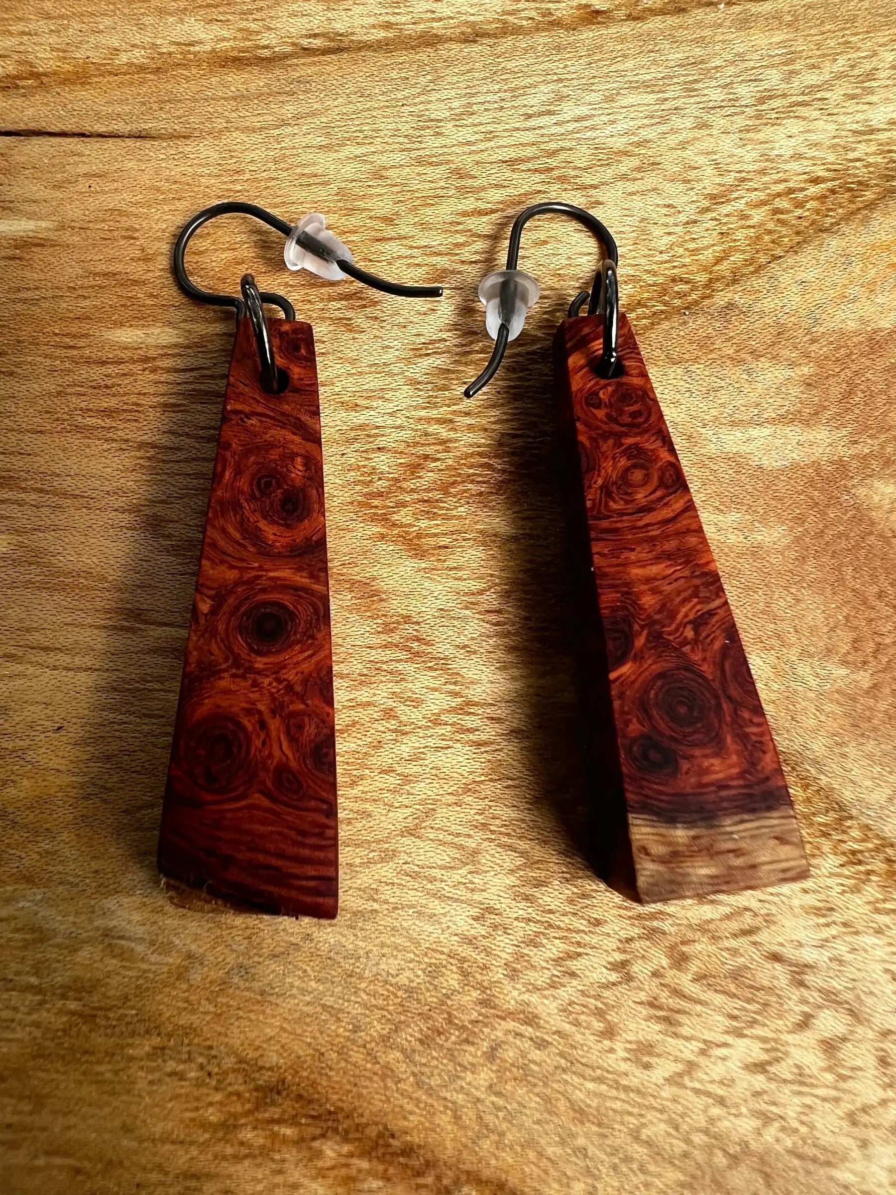 Amboyna Burl Earrings | Medium | Ronin Machinewerks