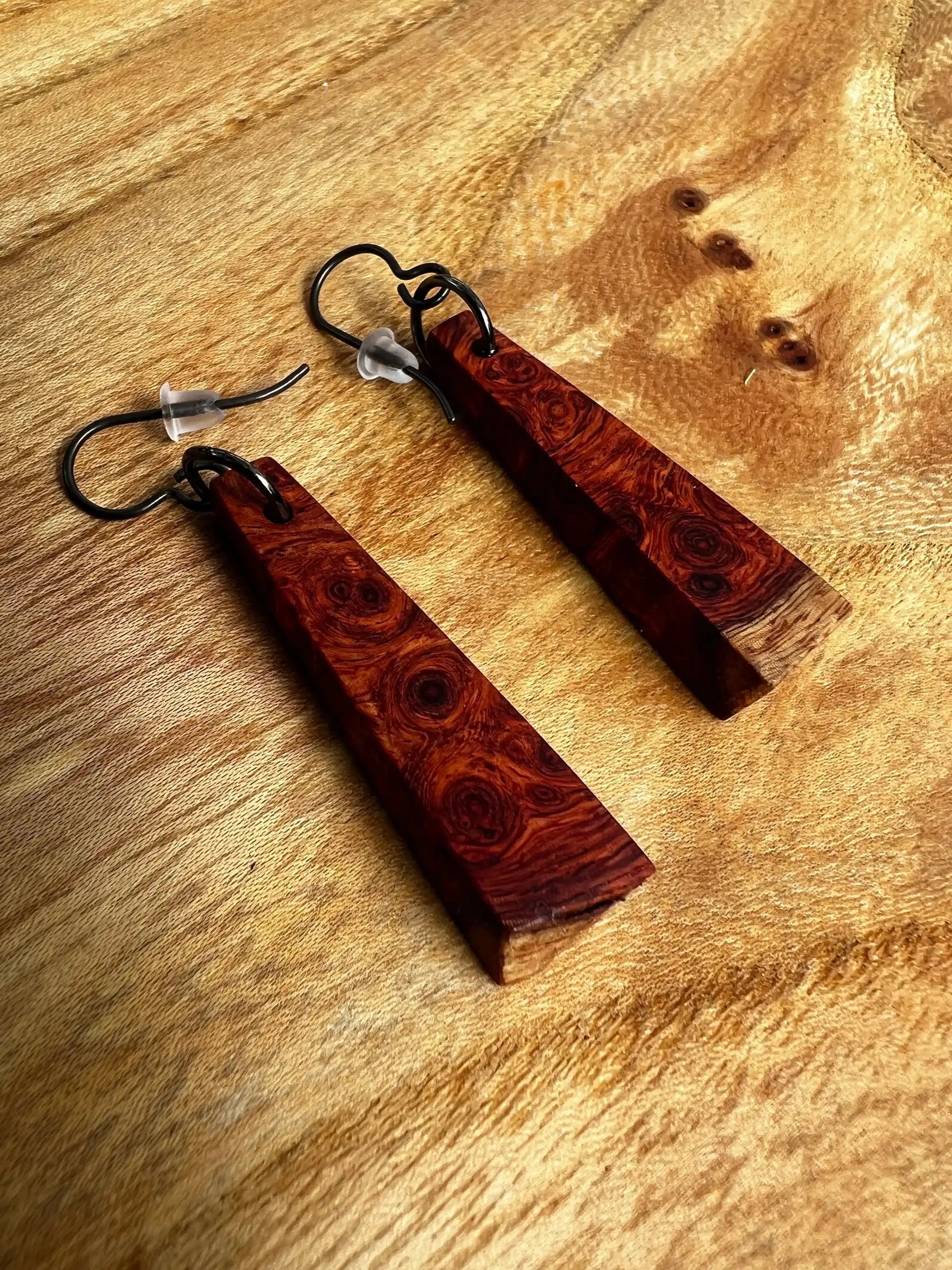 Amboyna Burl Earrings | Medium | Ronin Machinewerks