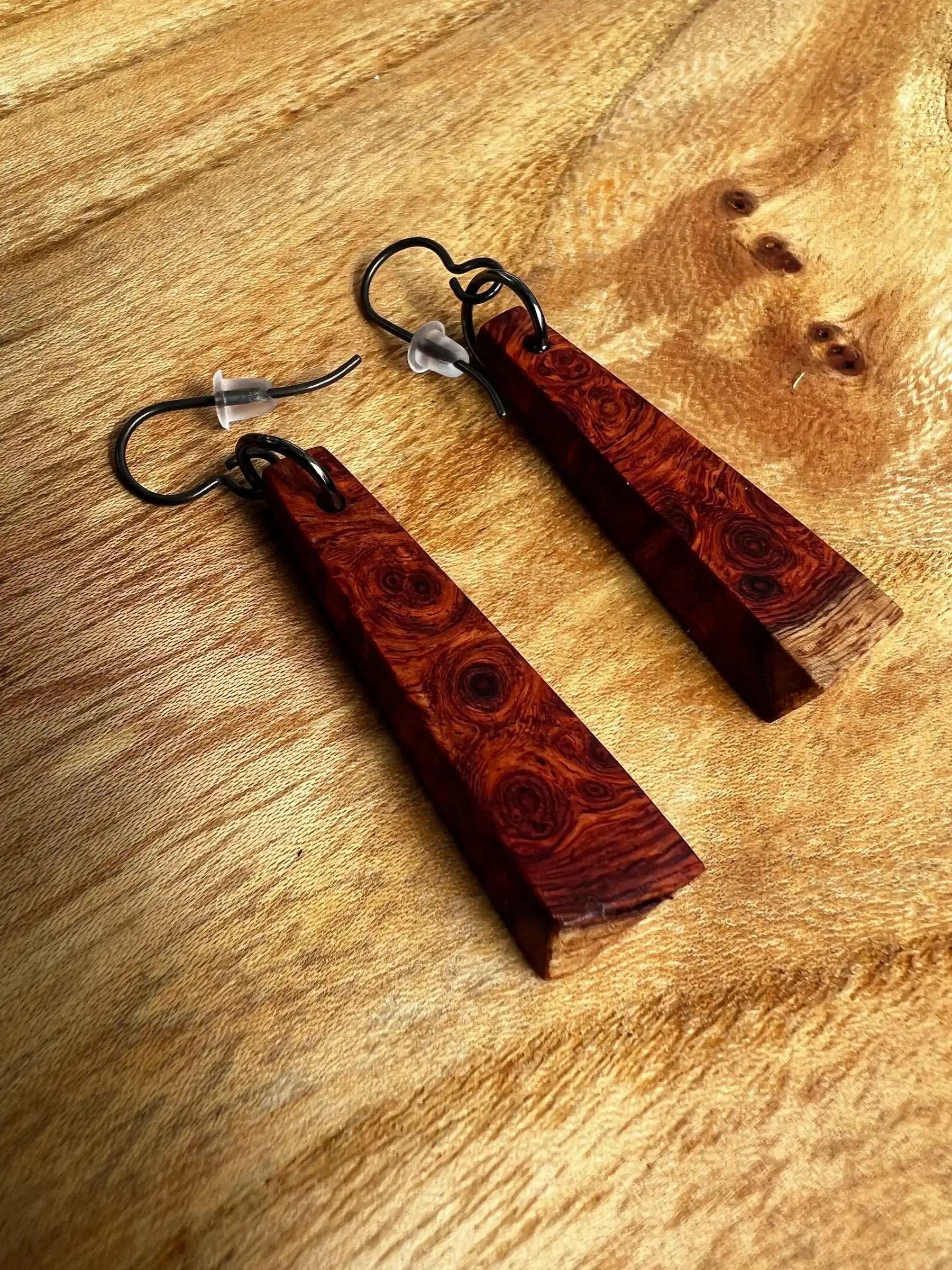 Amboyna Burl Earrings | Medium | Ronin Machinewerks