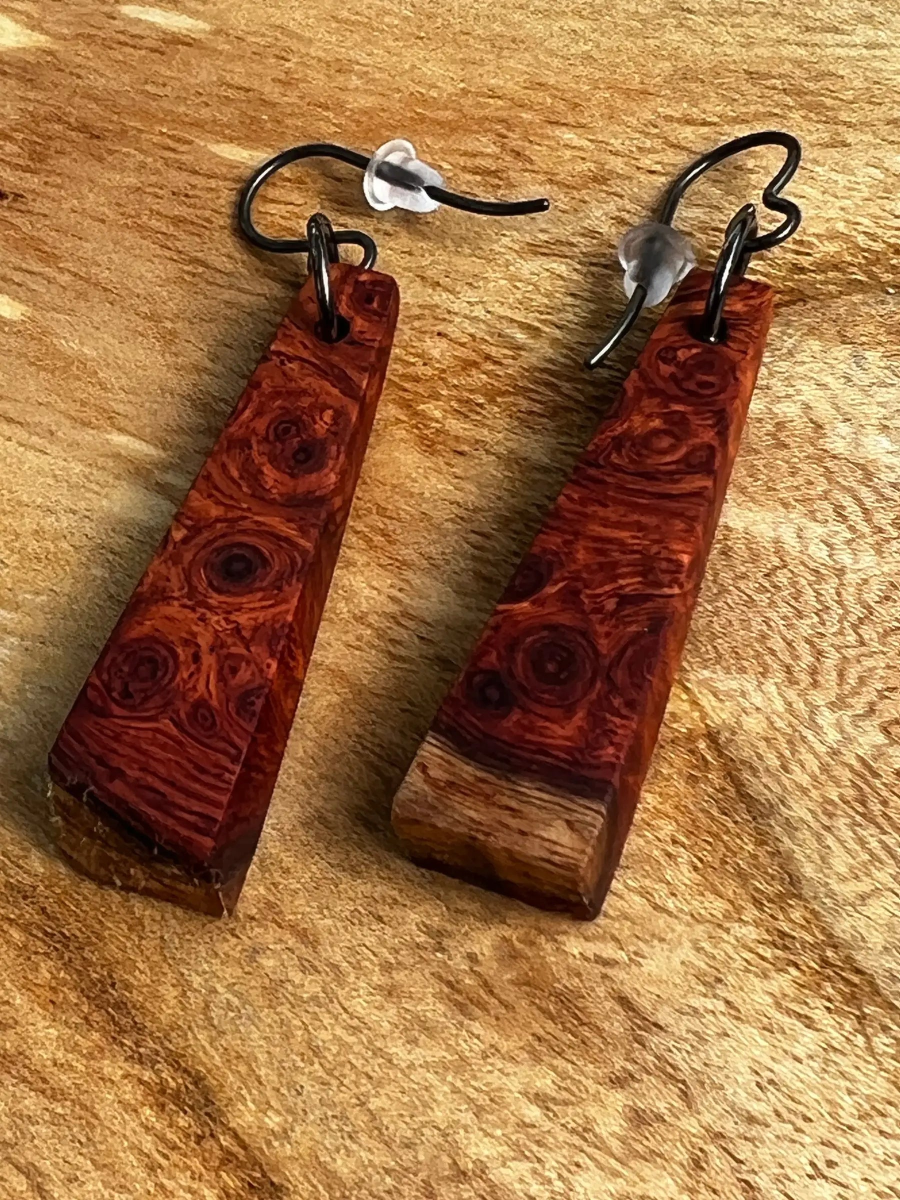 Amboyna Burl Earrings | Medium | Ronin Machinewerks