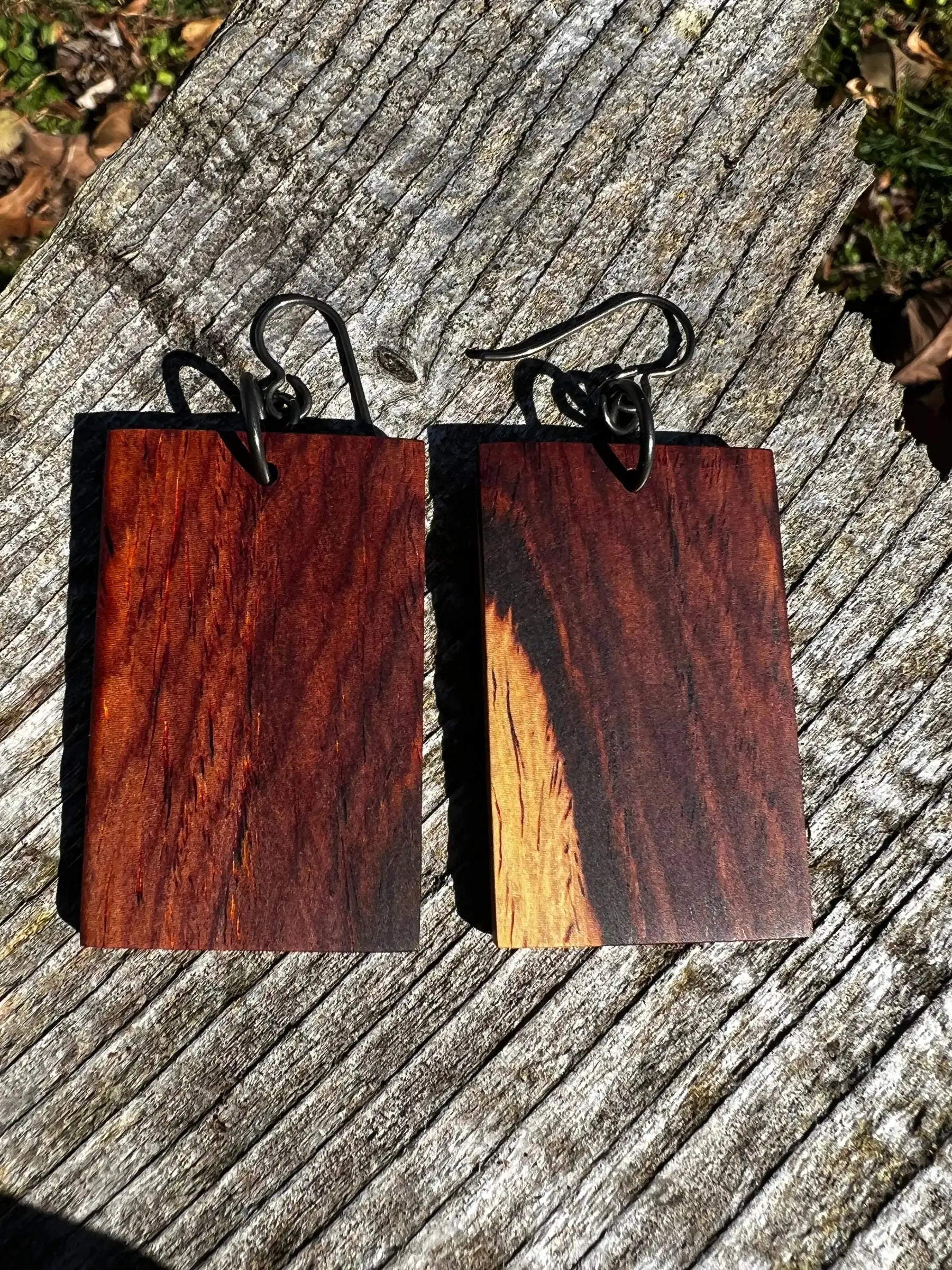 Cocobolo Wood Earrings | #215 | Medium | Rectangle