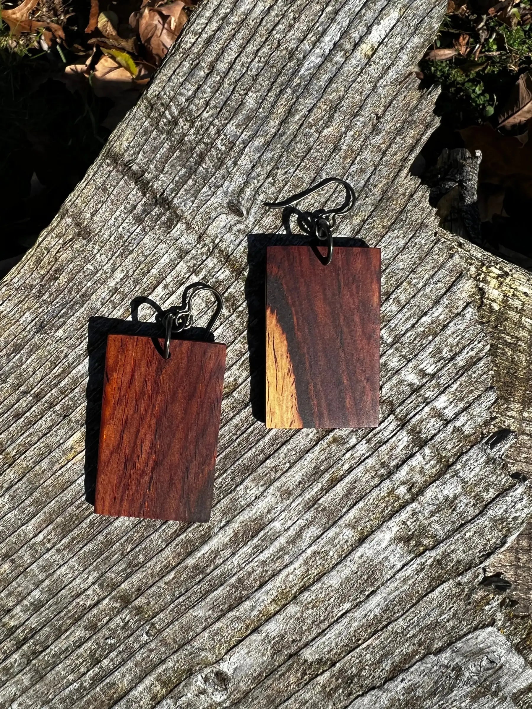 Cocobolo Wood Earrings | #215 | Medium | Rectangle