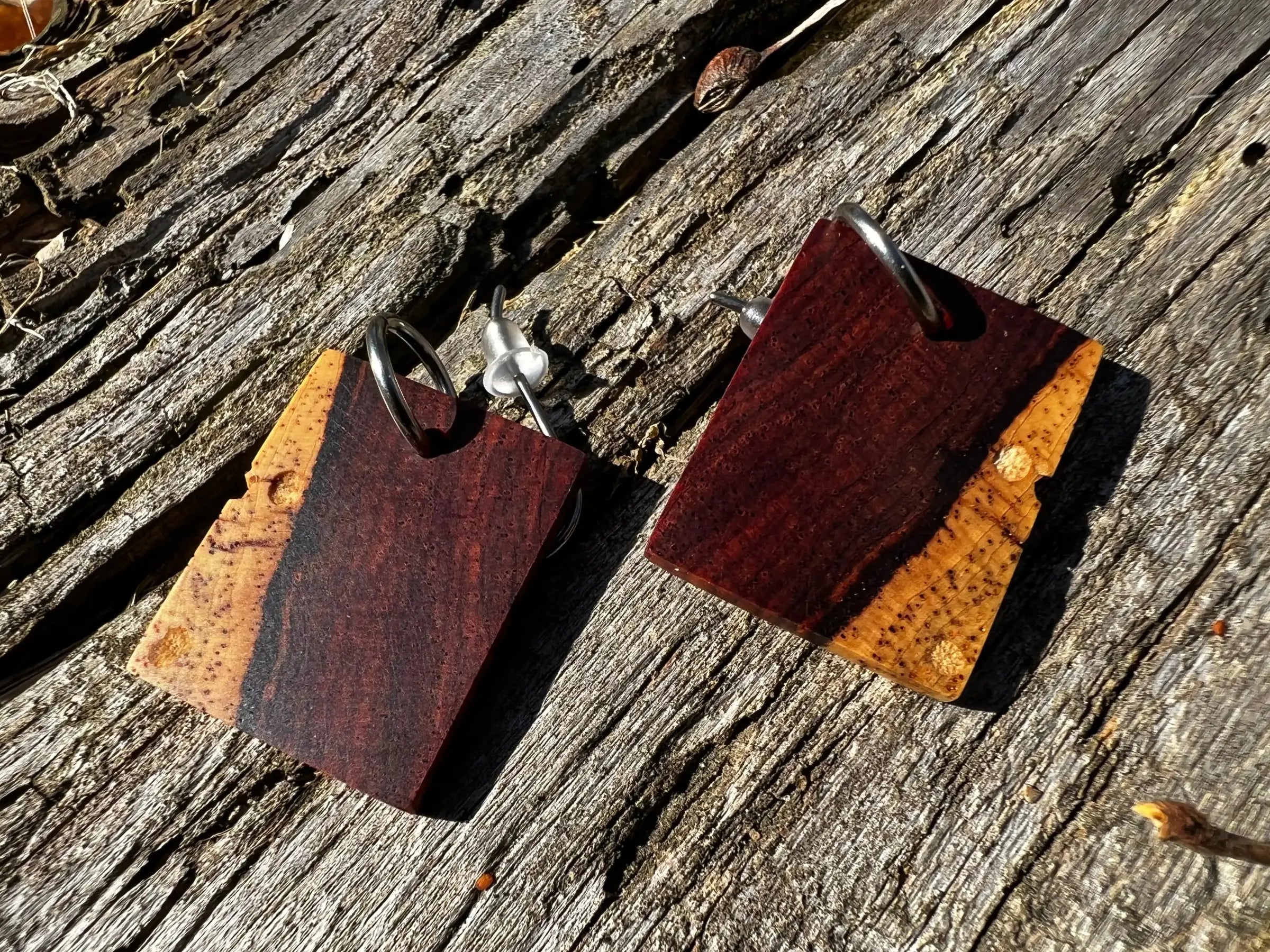 Cocobolo Wood Earrings | #208 | Small | Rectangle